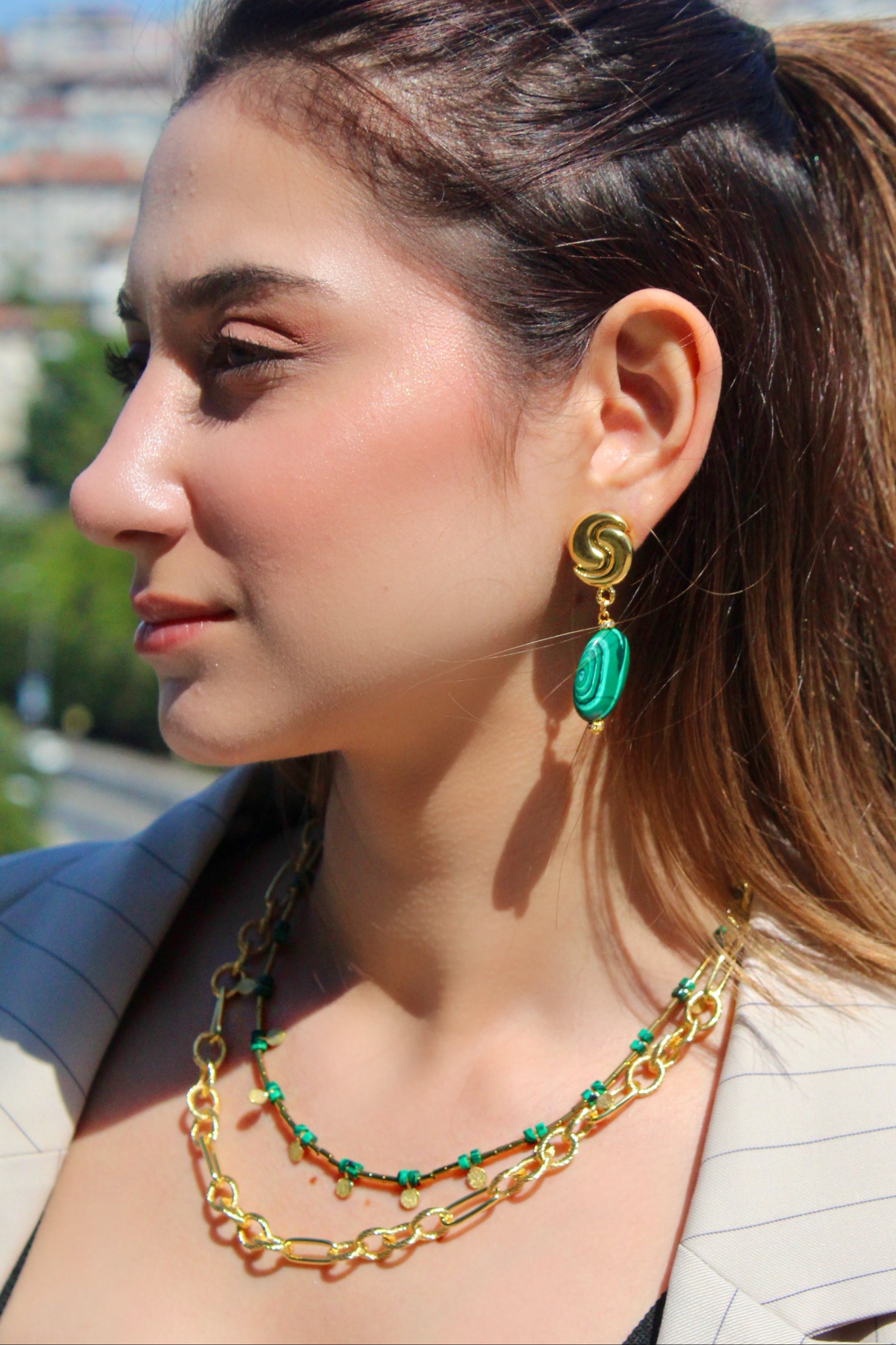 GRECO MALAHİT KOLYE