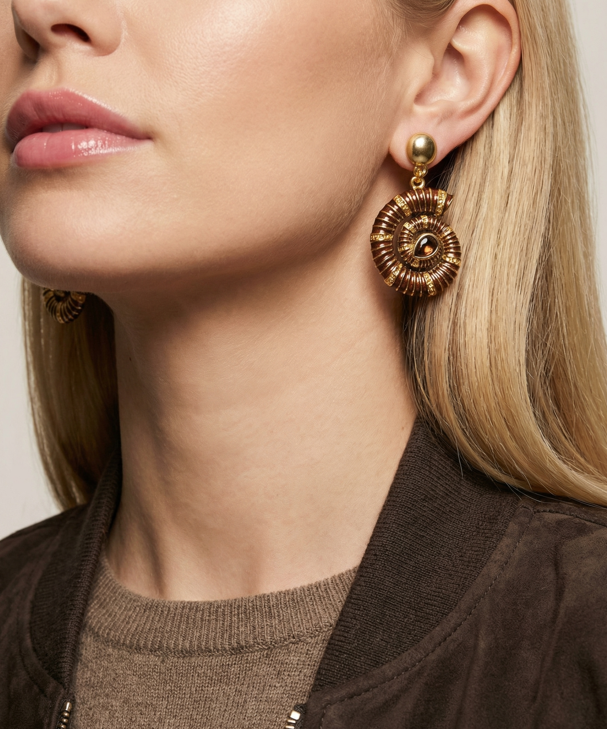 HELIOS SPIRAL BROWN EARRINGS