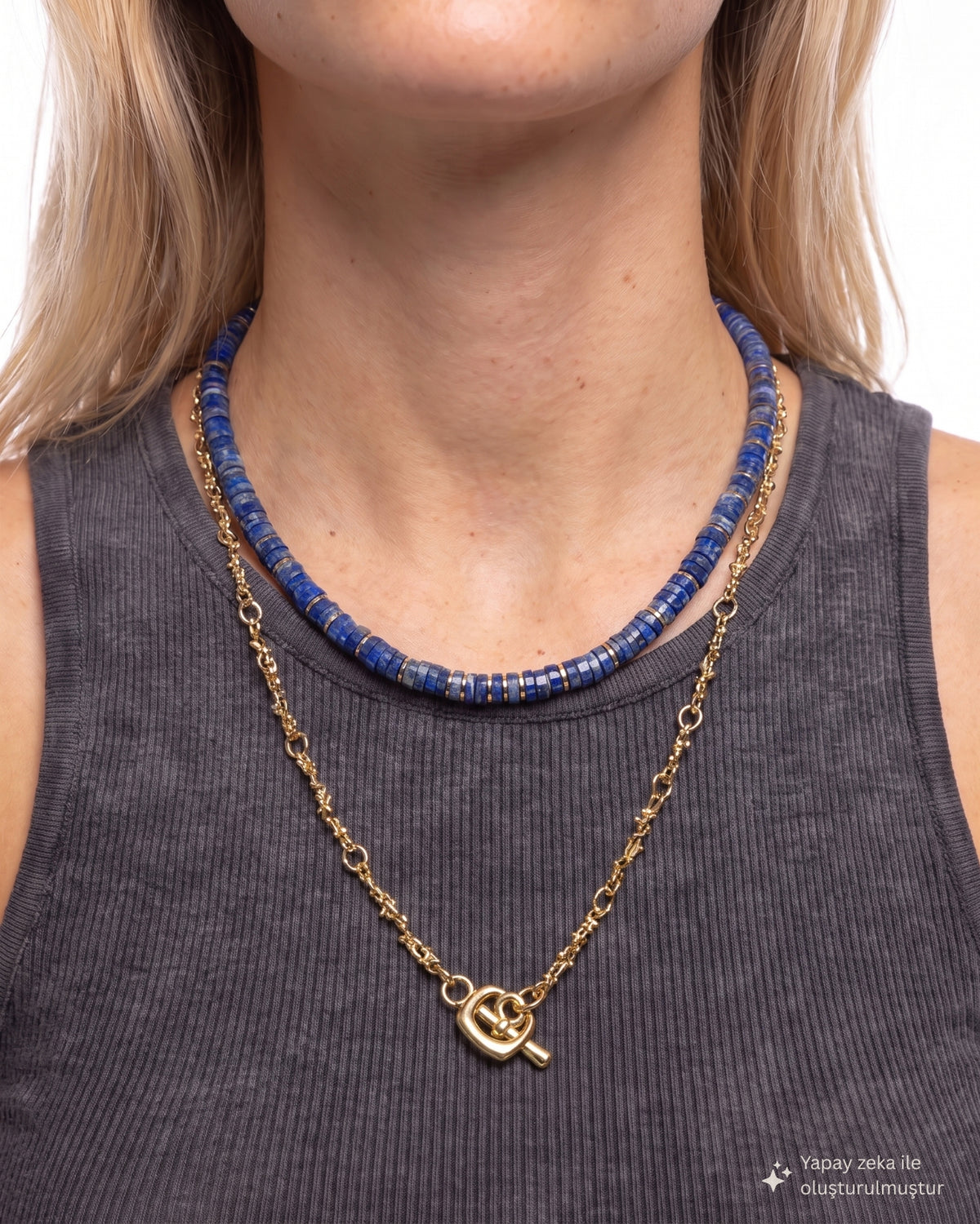 SOLENE LAPIS DISC NECKLACE