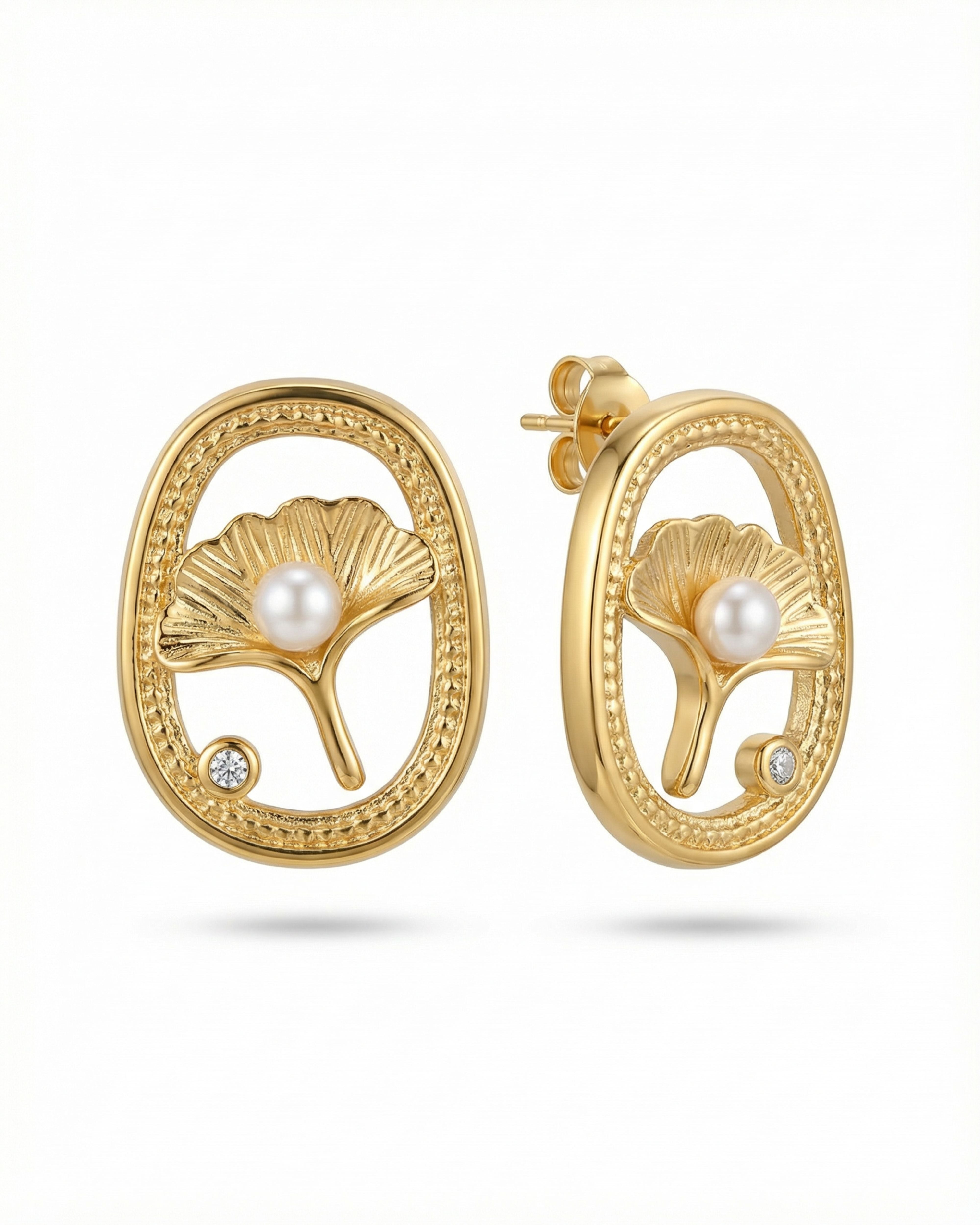 GINKGO CAMEO EARRINGS