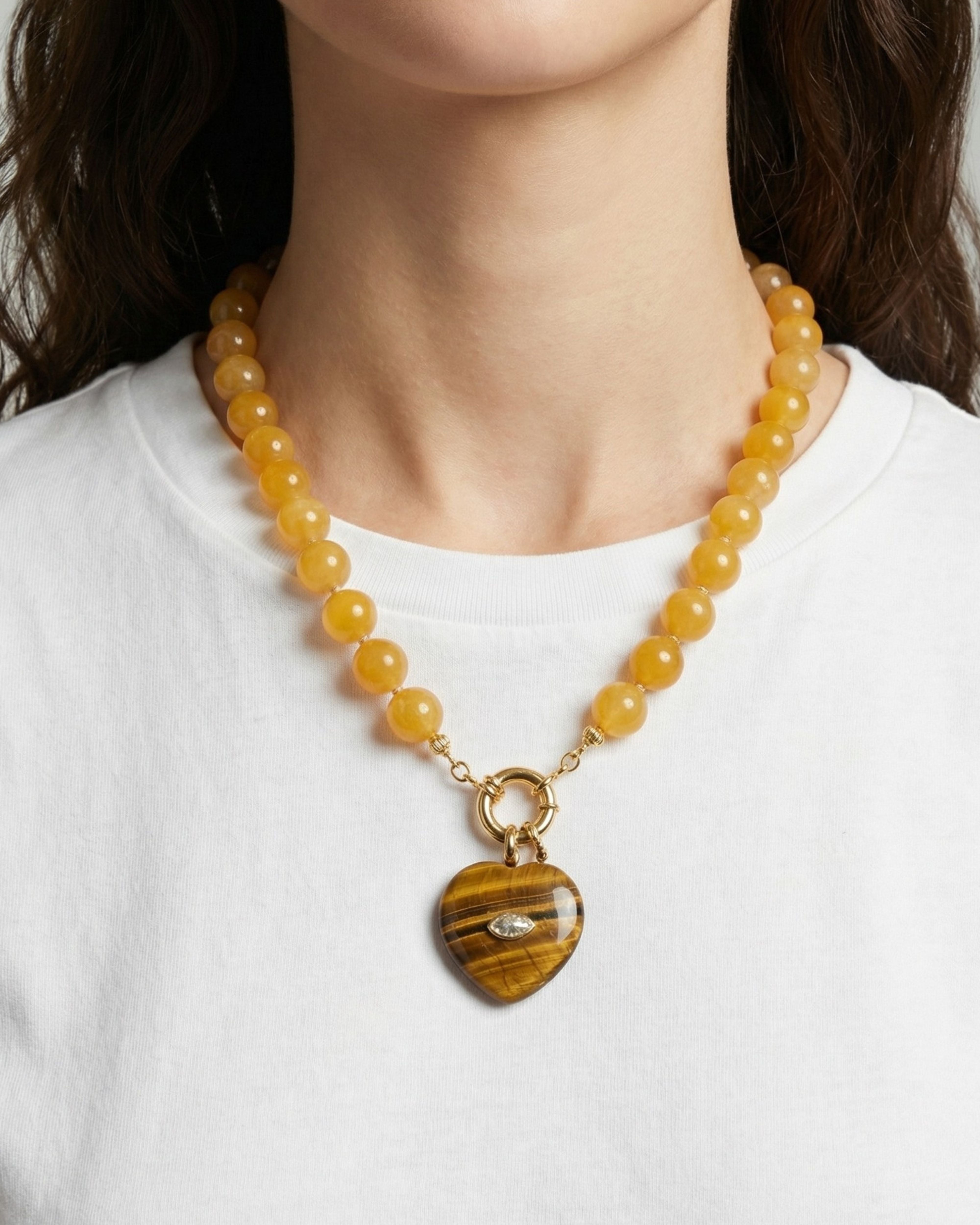 STARLOVE SARI YEŞİM TAŞI KOLYE