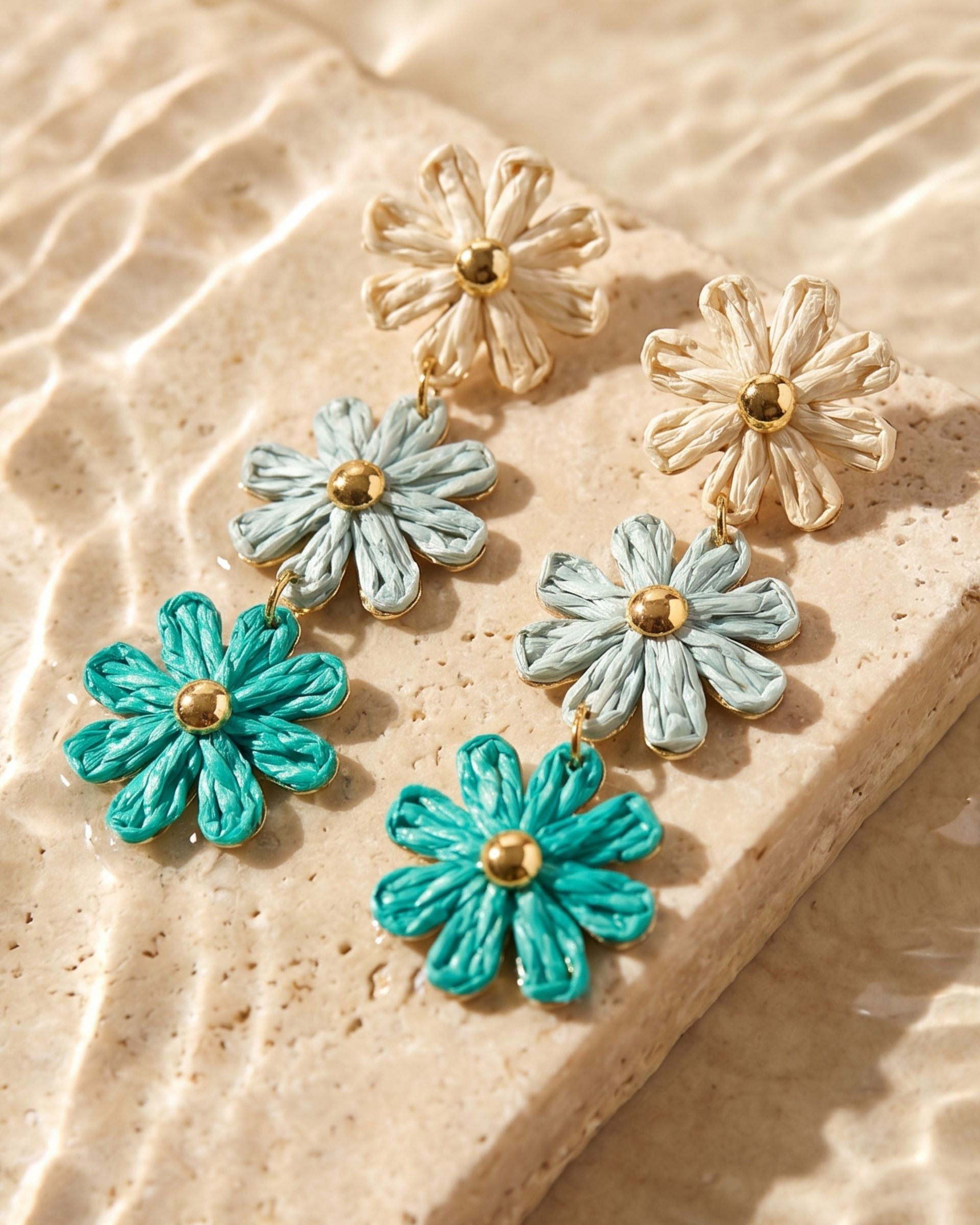 COASTAL BLOOM OCEAN BLUE EARRINGS