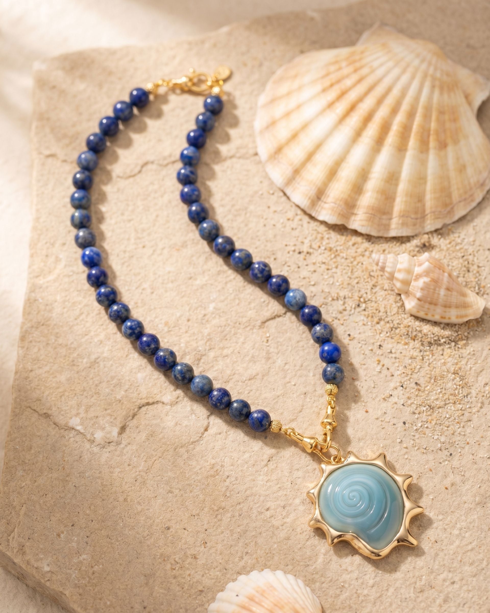 LAPIS BLUE SPIRAL NECKLACE