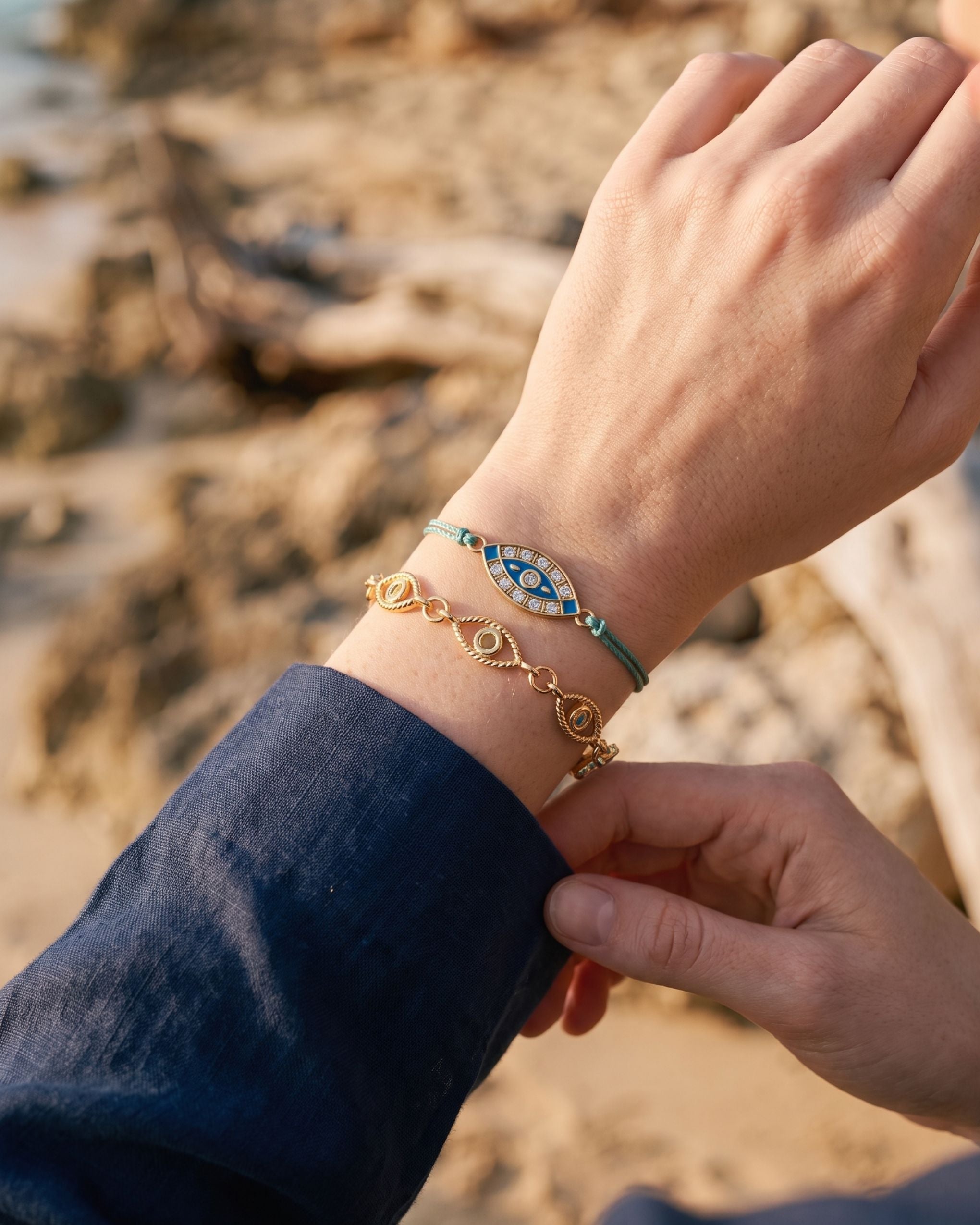 BLUE AEGEAN EYE TURQUOISE ROPE BRACELET