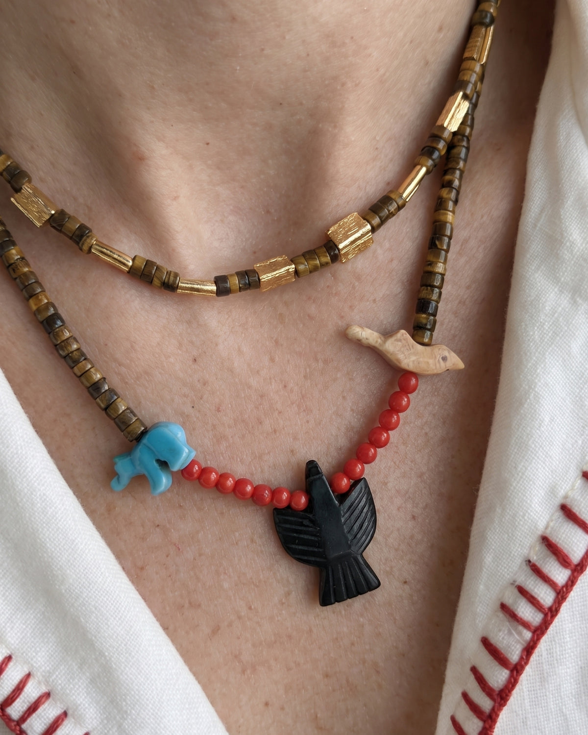 AVORA TIGER EYE EAGLE NECKLACE