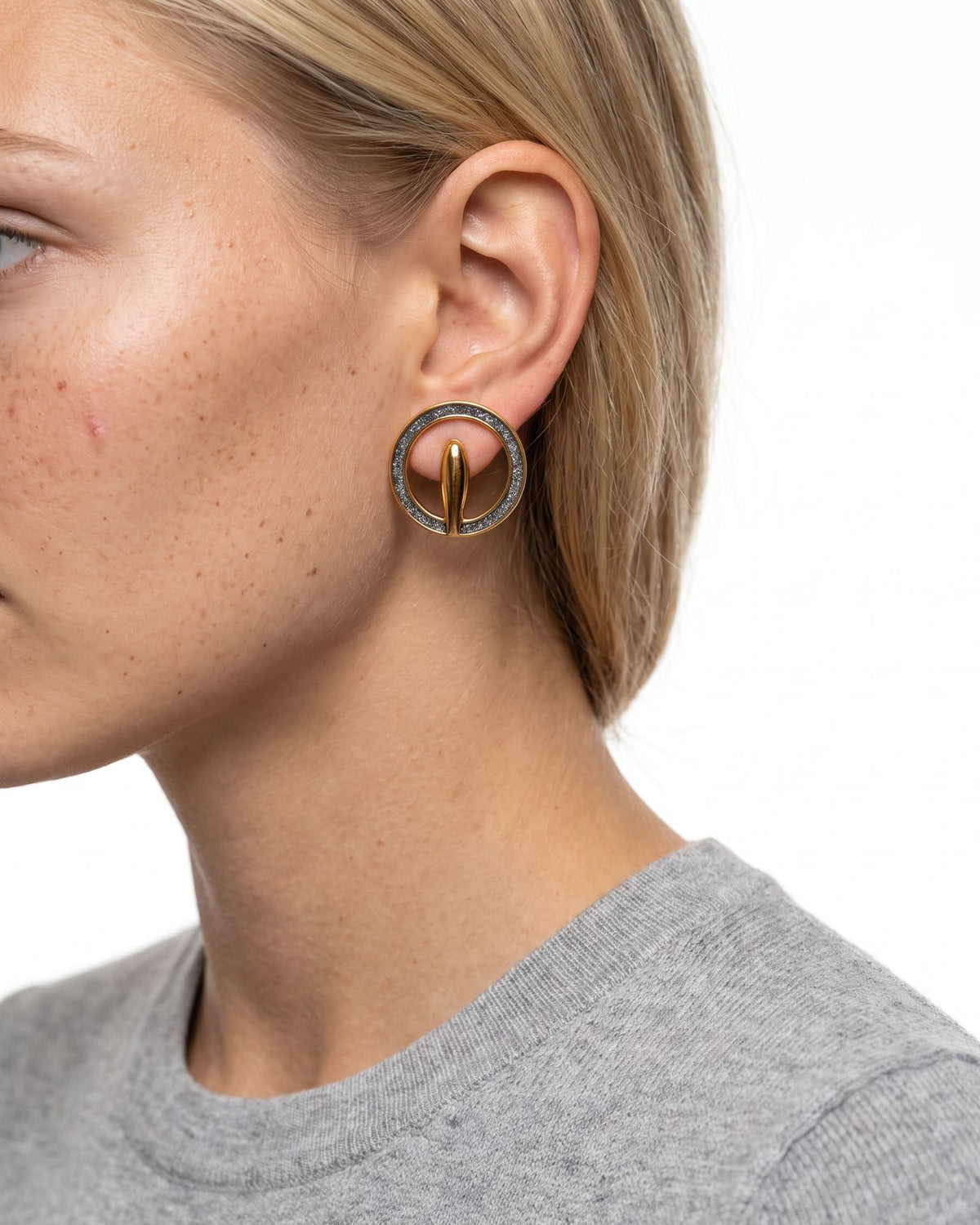 GRAY BLUE ORBIT EARRINGS