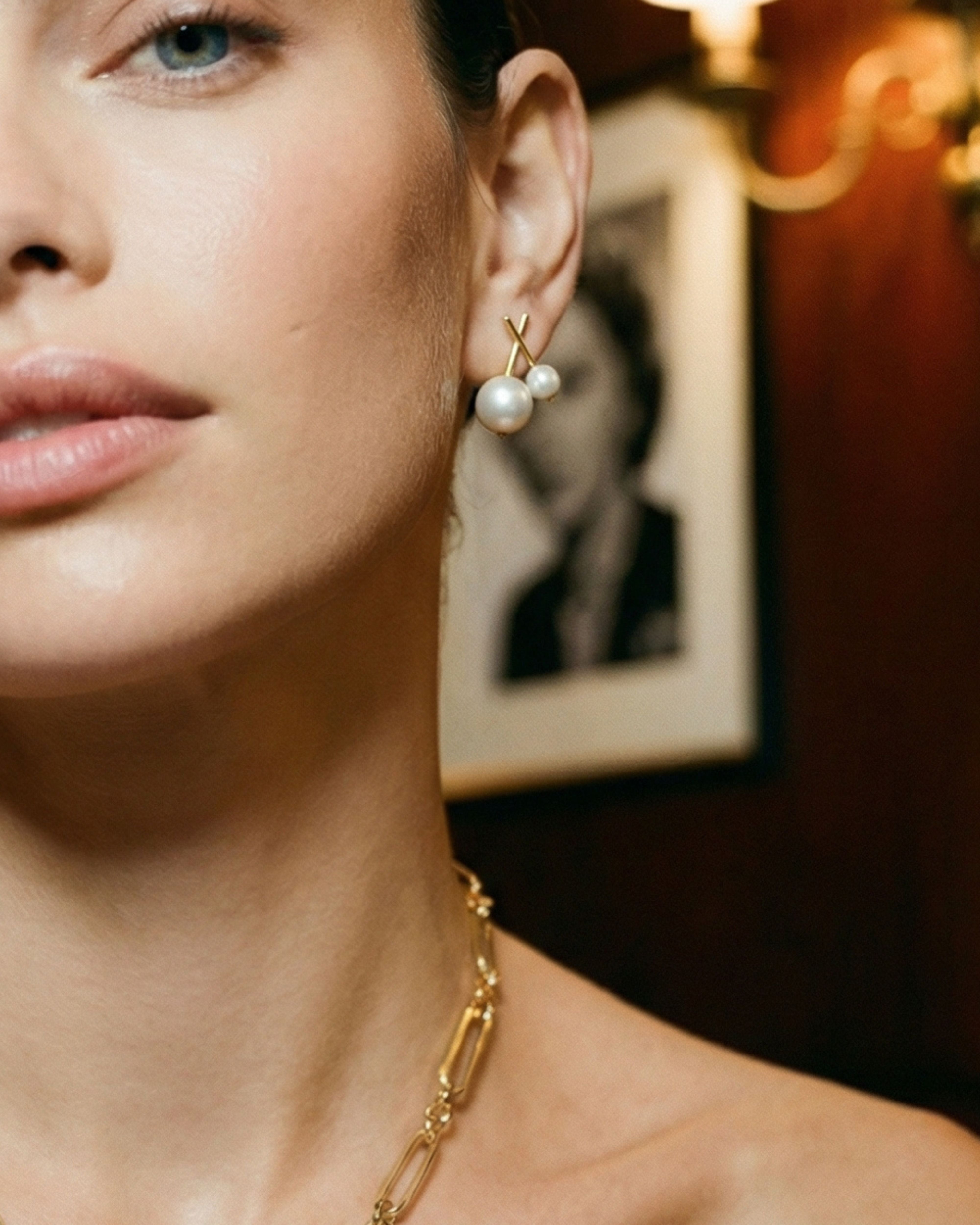 CROSS PEARL STUD EARRINGS