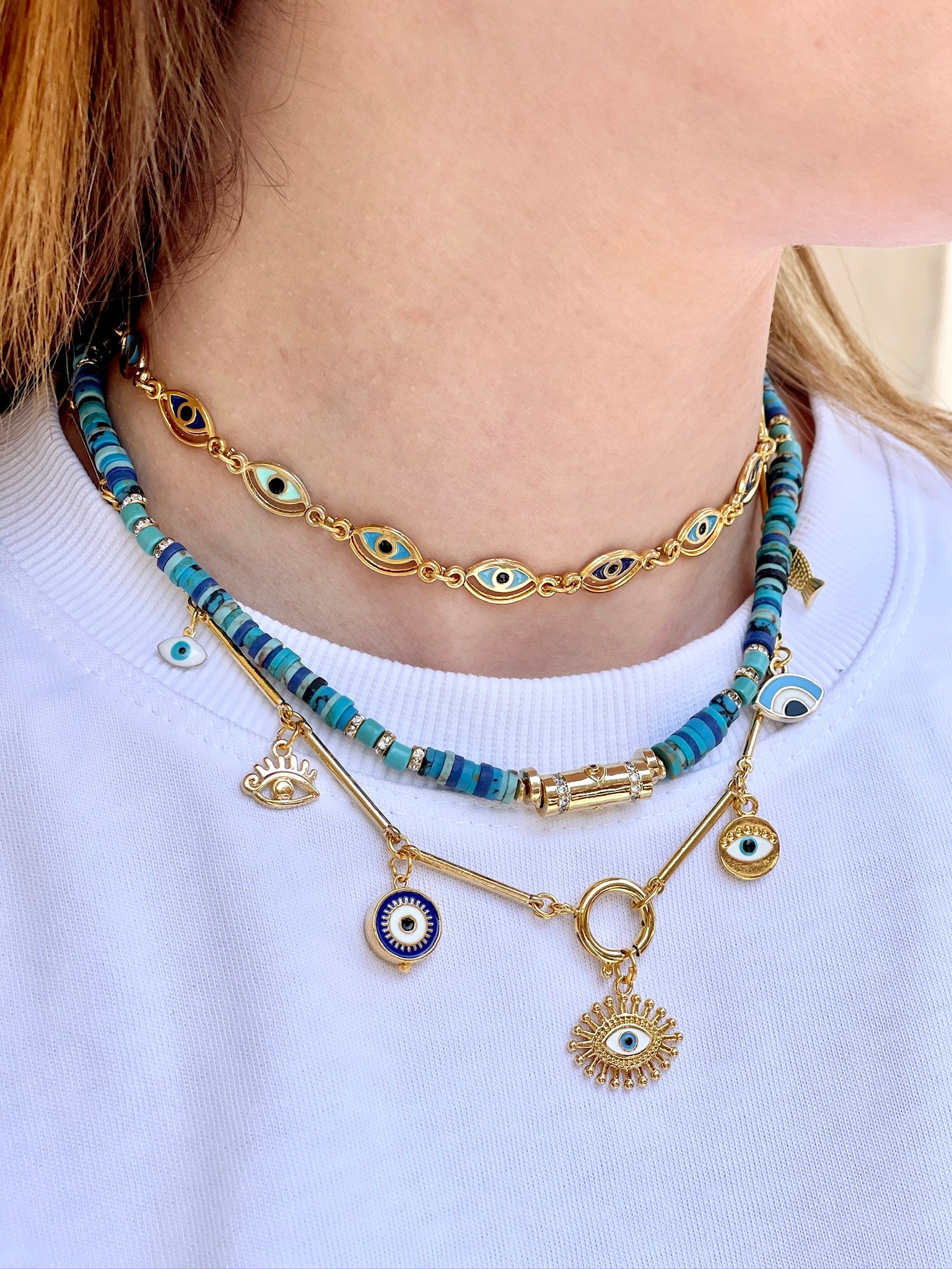 NAZAR MULTIPLE CHARM NECKLACE