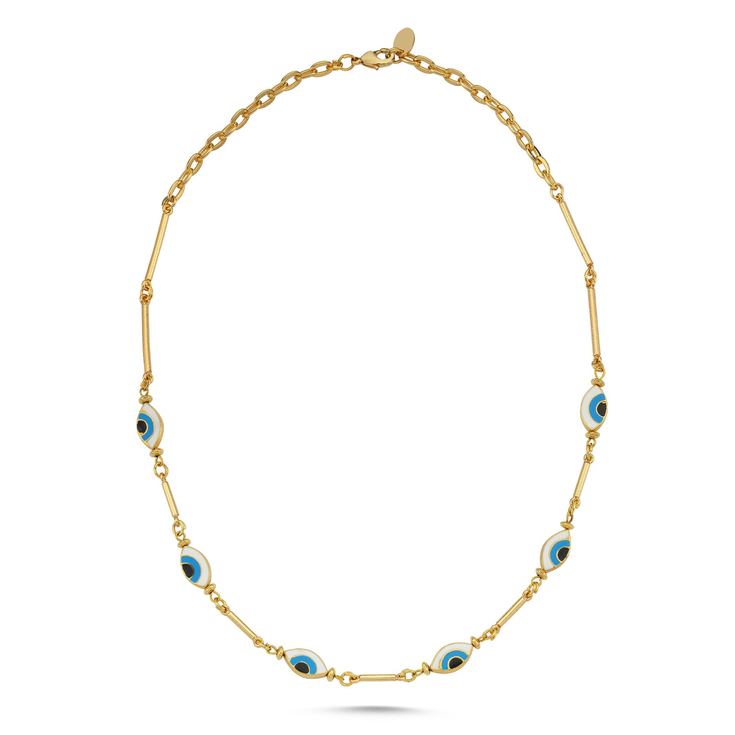 NAZAR TURQUOISE ENAMELED EVIL EYE NECKLACE