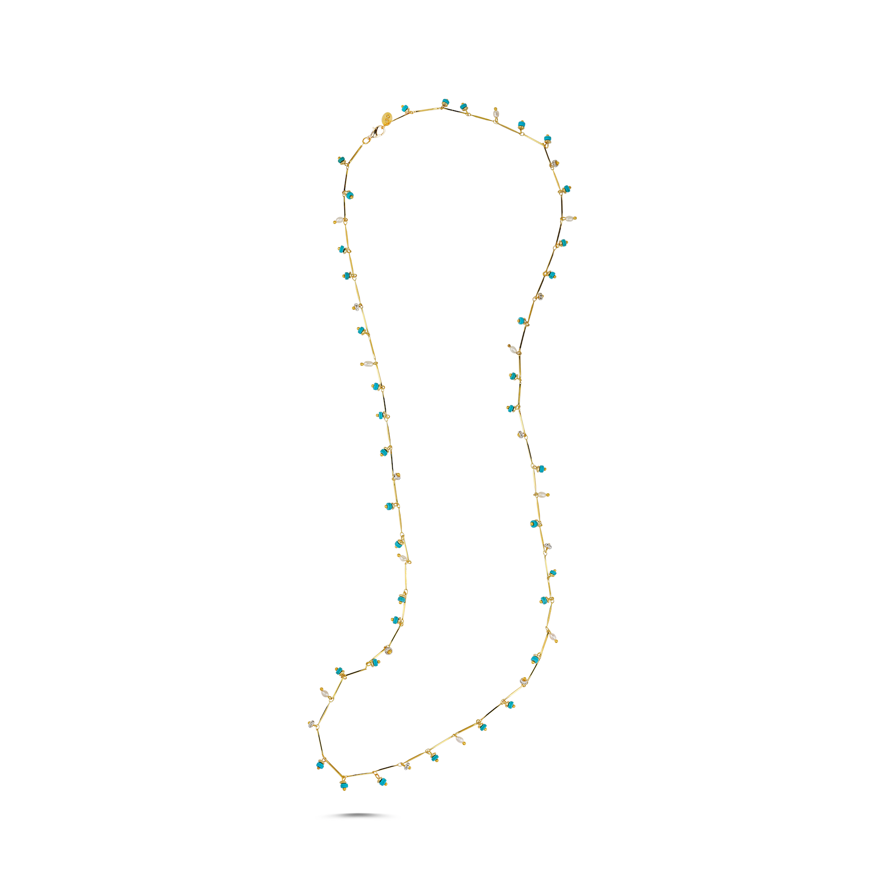 DANCING DISCO TURQUOISE SPARKLE LONG NECKLACE