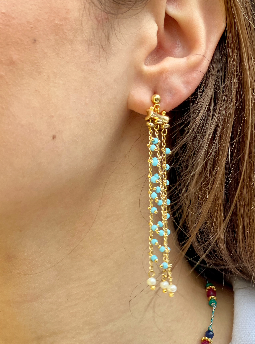 GYPSY TURQUOISE BEADED EARRINGS