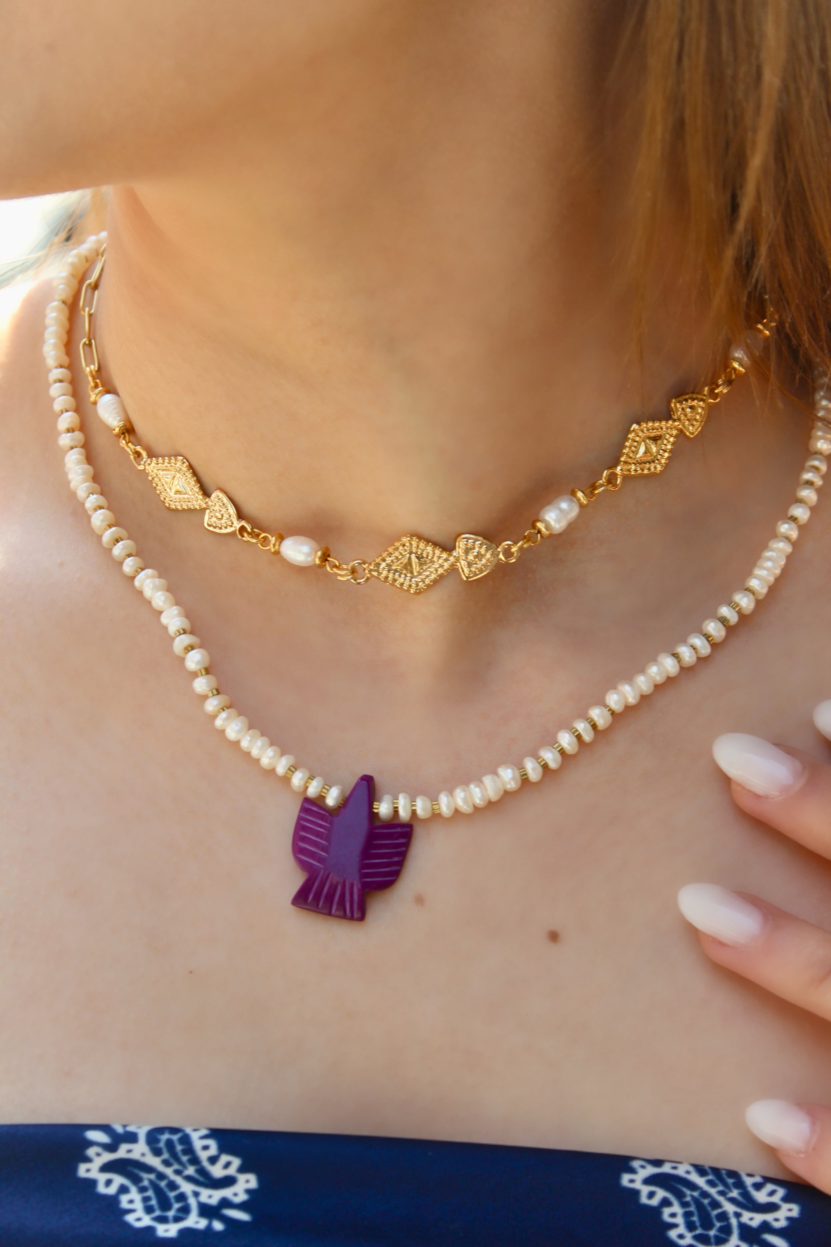 PURPLE GALE AIGLE PEARL NECKLACE