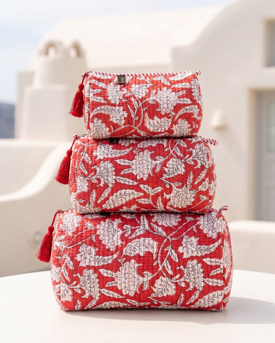 COASTAL GARDEN RED POUCH SET