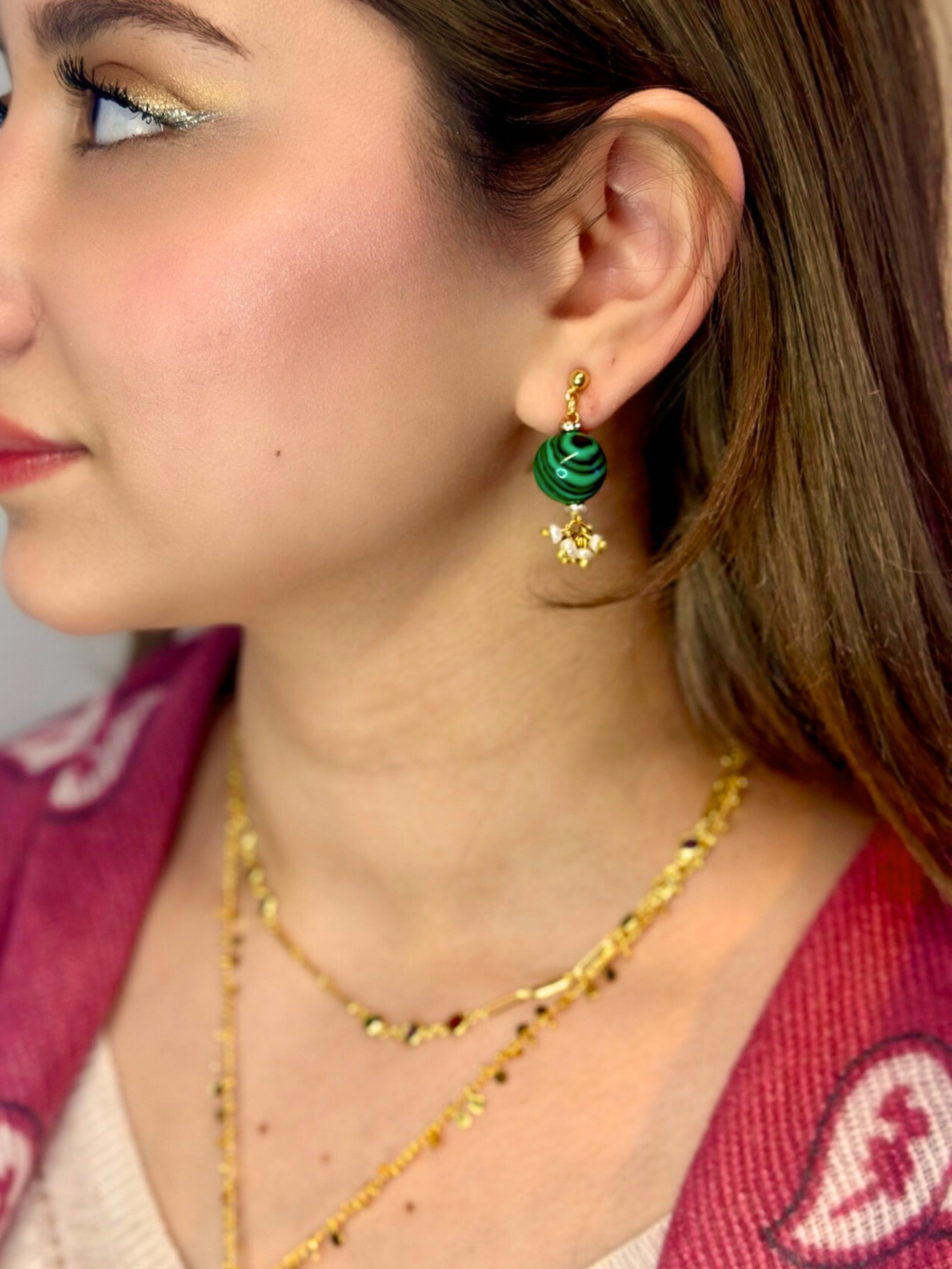 BONBON MALACHITE EARRINGS