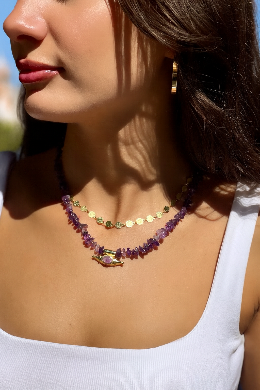 MYSTIC EYE PURPLE NATURAL STONE NECKLACE