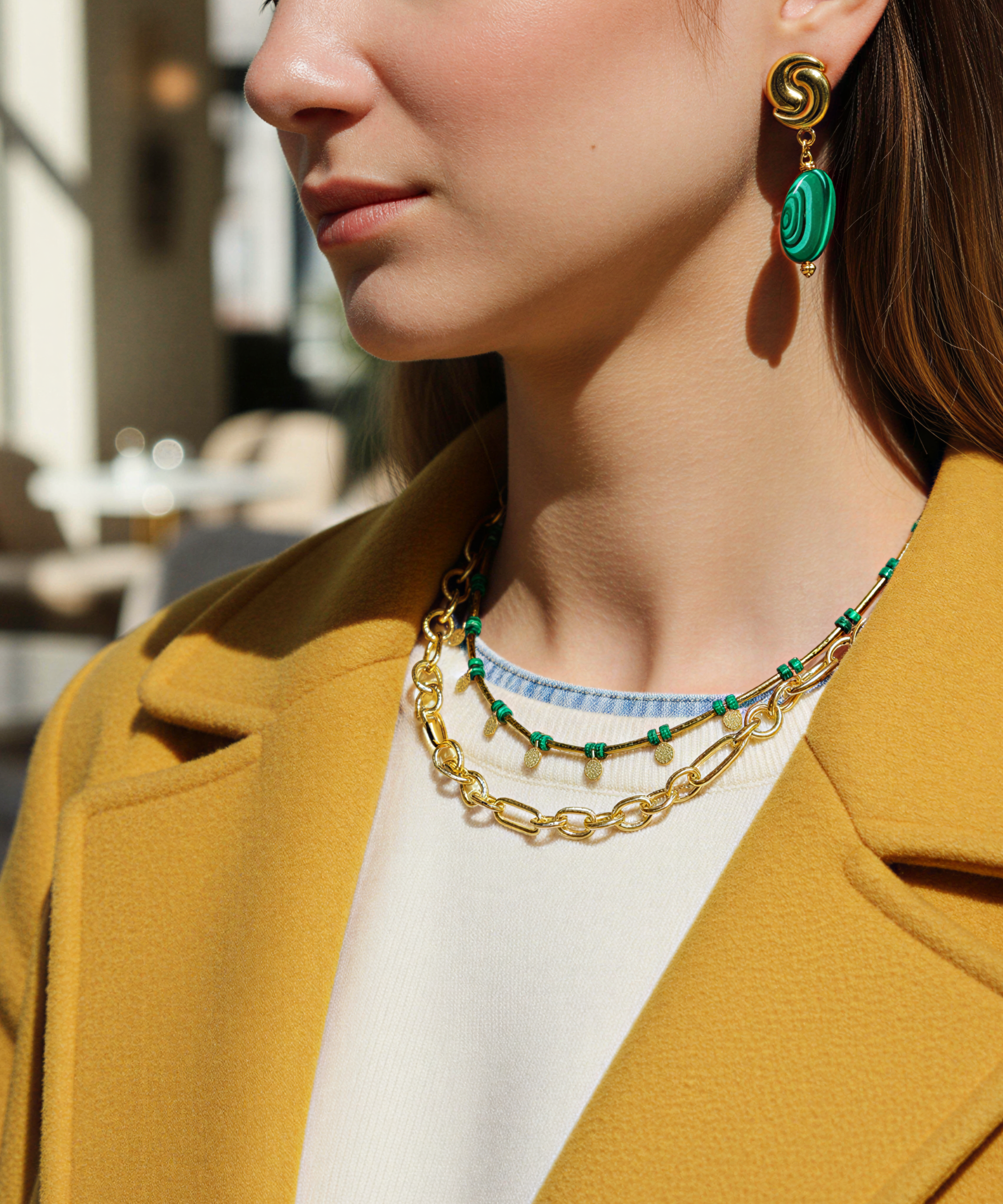 LUNA MALACHITE EARRINGS