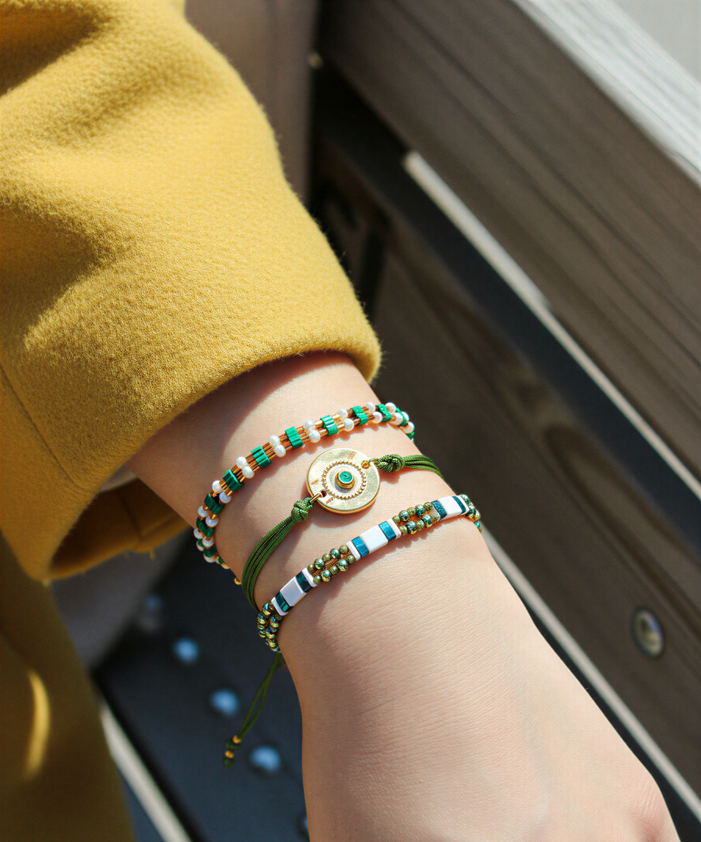 MALACHITE HUE PEARL BRACELET