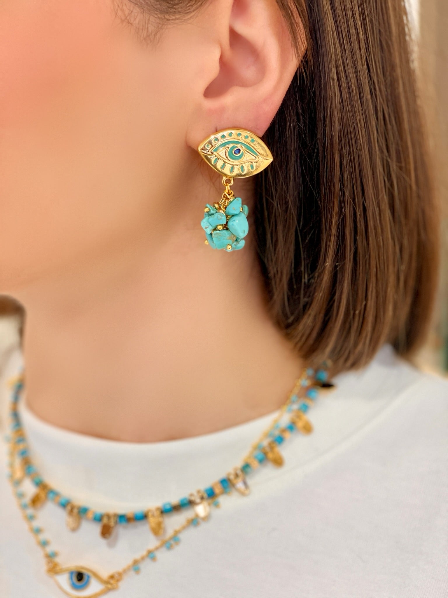 GUARDIAN TURQUOISE EVIL EYE EARRINGS