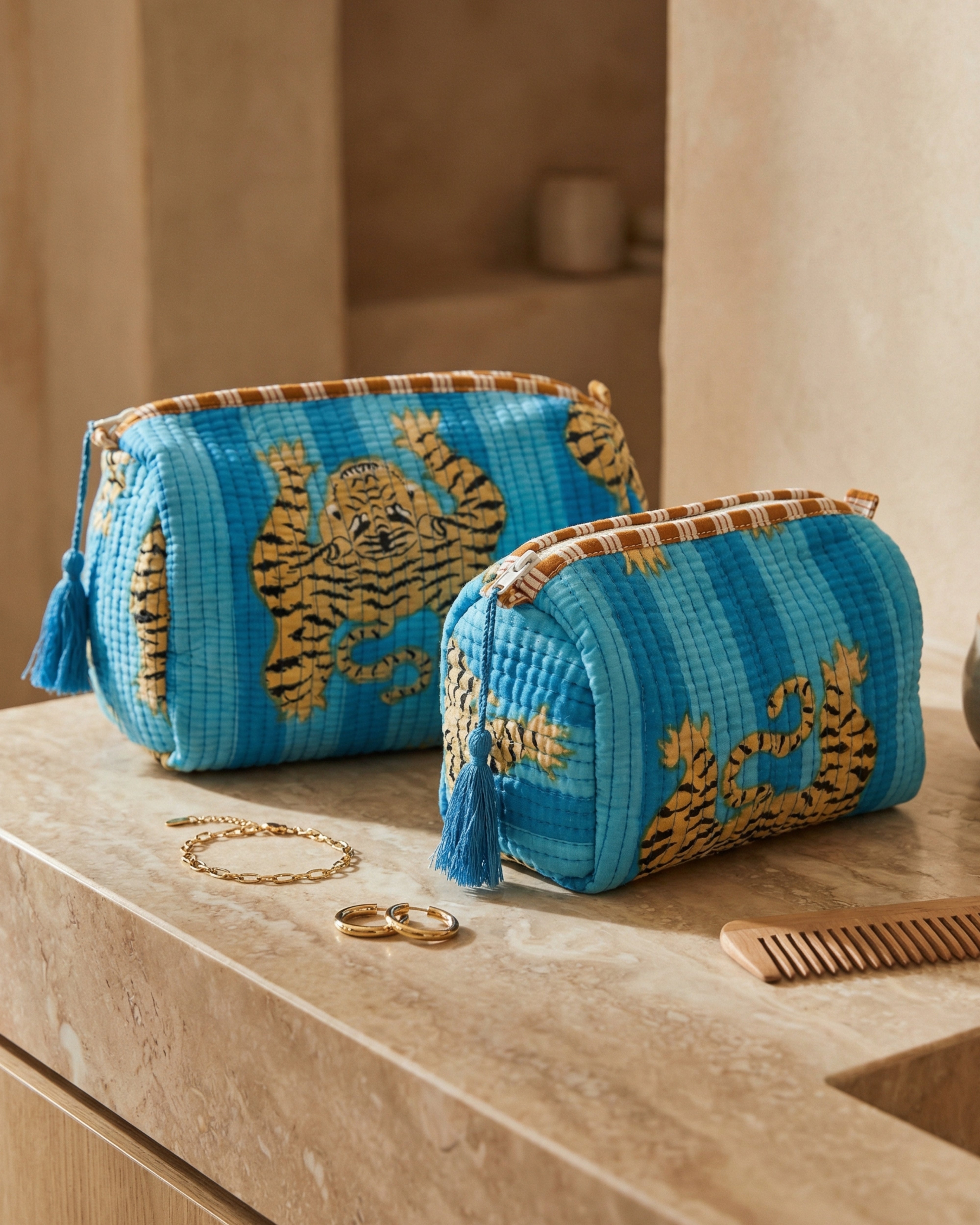 TIGER TURQUOISE POUCH SET