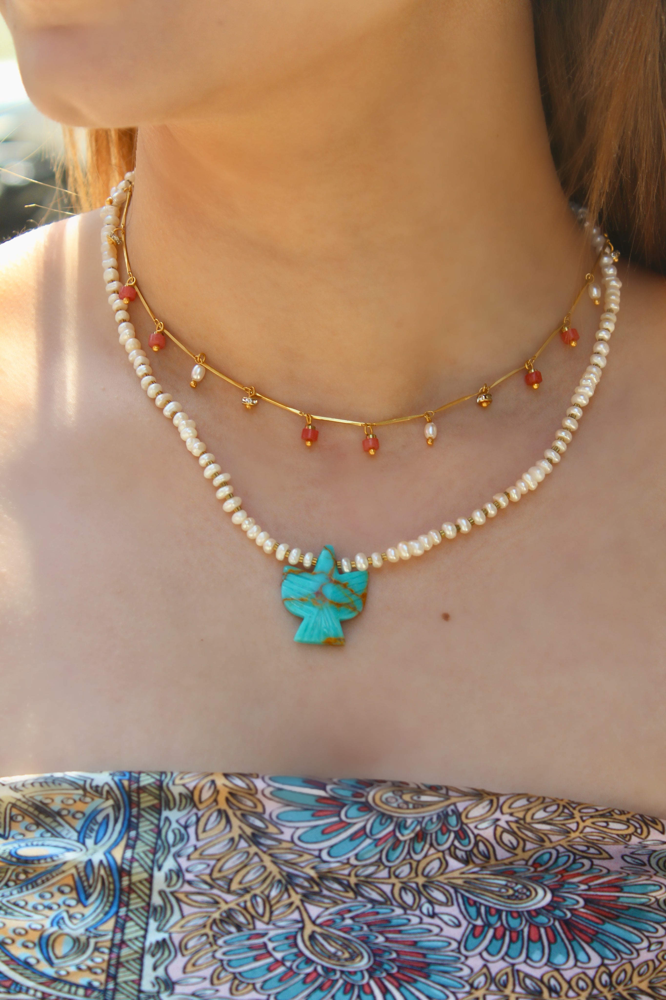 TURQUOISE GALE AIGLE PEARL NECKLACE