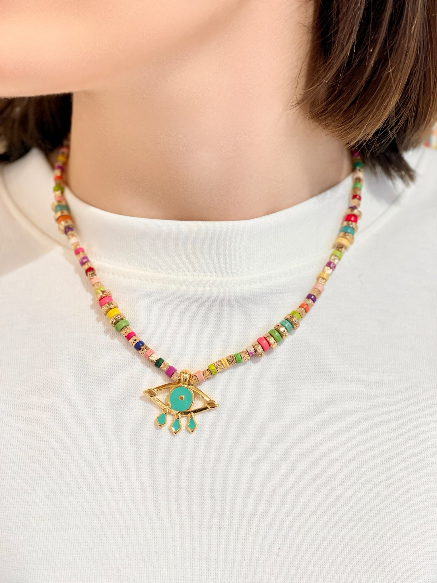MIRAGE RAINBOW EVIL EYE NECKLACE