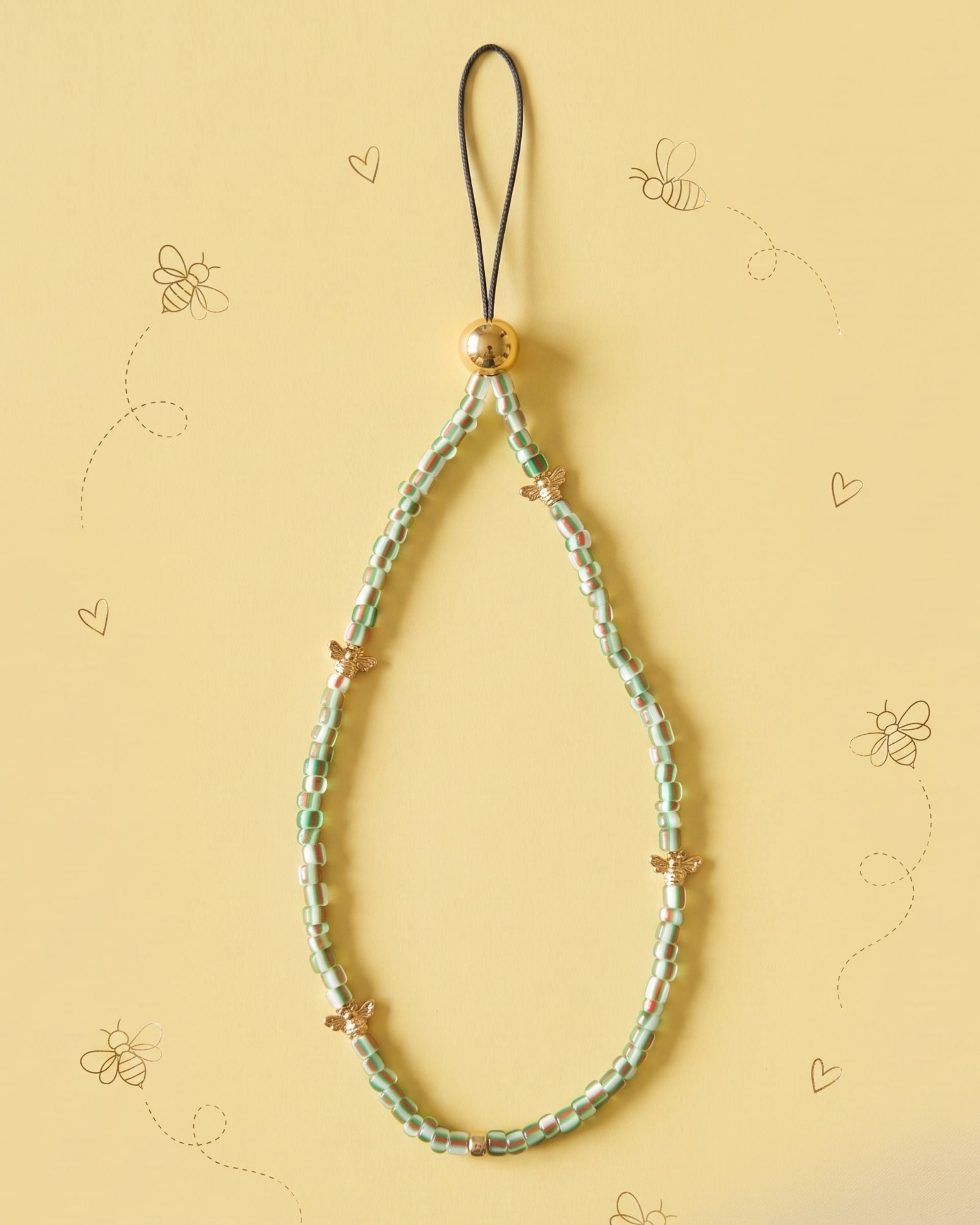 BEE LOVE GREEN PHONE STRAP