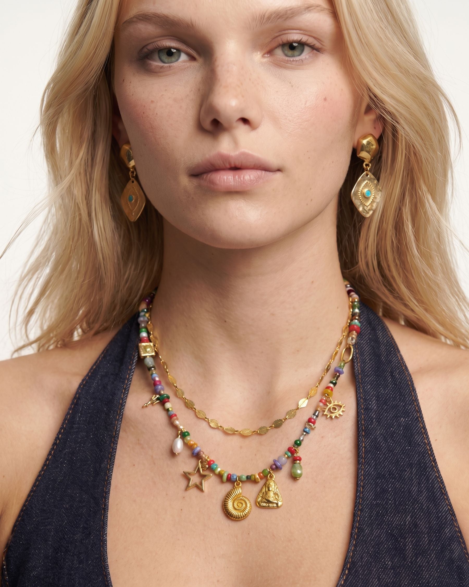 GOLDEN NOMAD ÇOK RENKLİ CHARM KOLYE