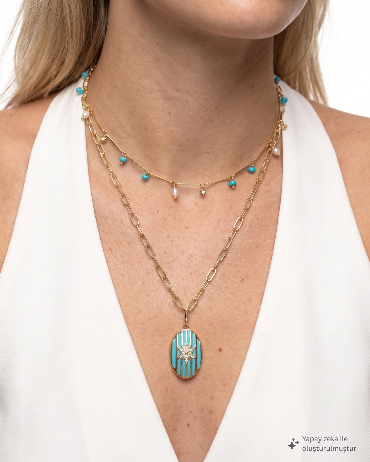 STELLA TURQUOISE MEDAL NECKLACE