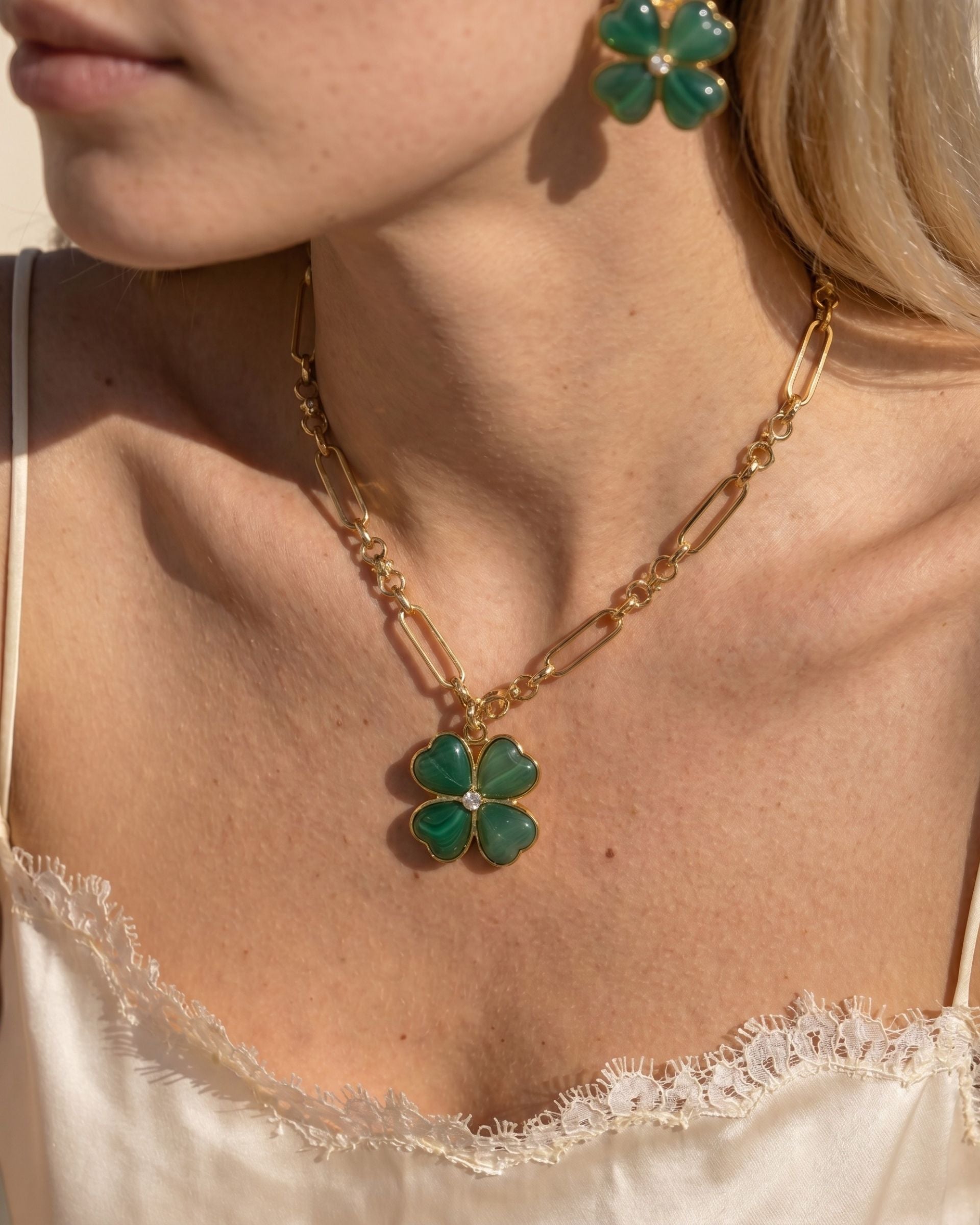 GARDEN CLOVER GREEN AVENTURINE NECKLACE