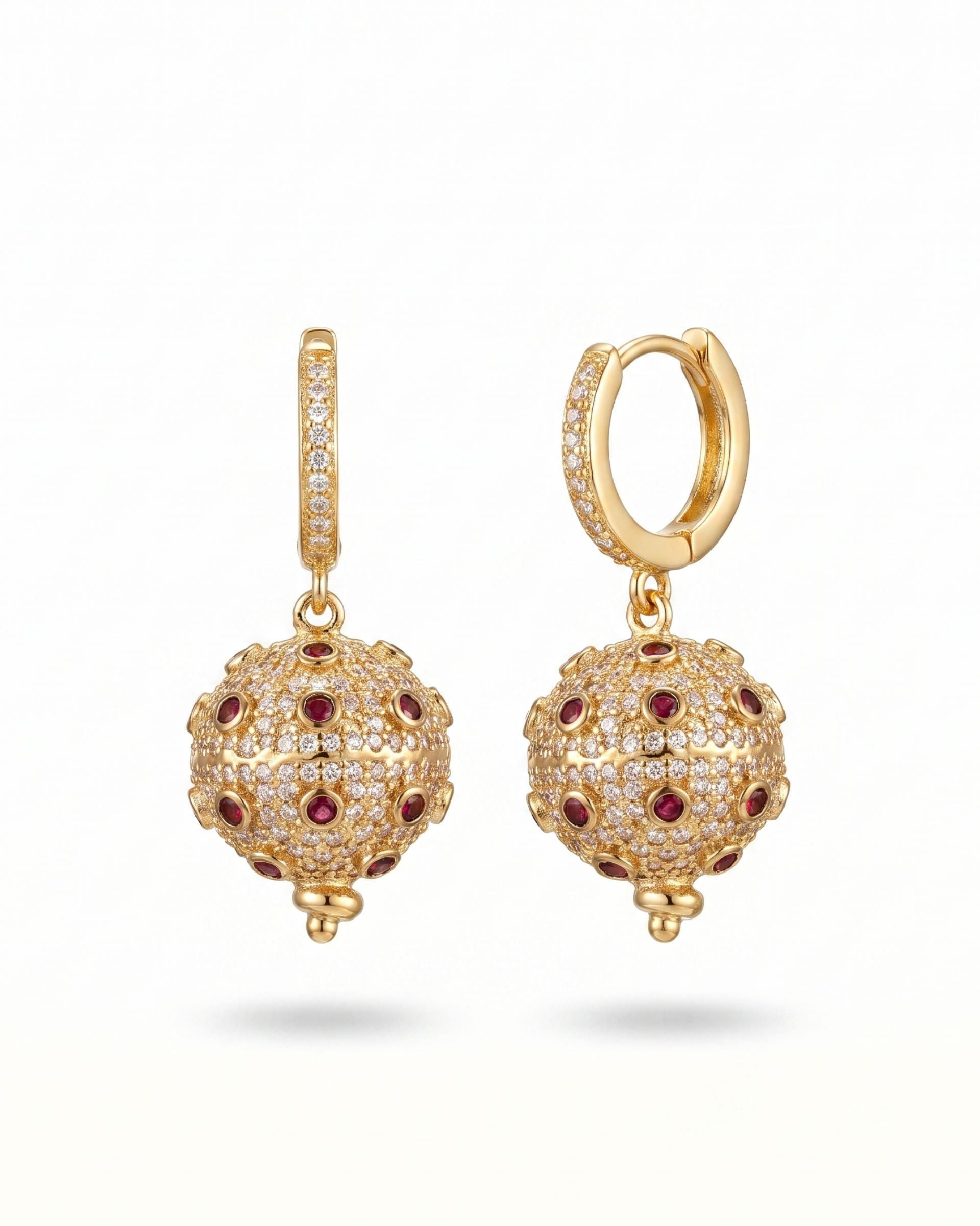 LUNA RUBY GOLD PLATED EARRINGS
