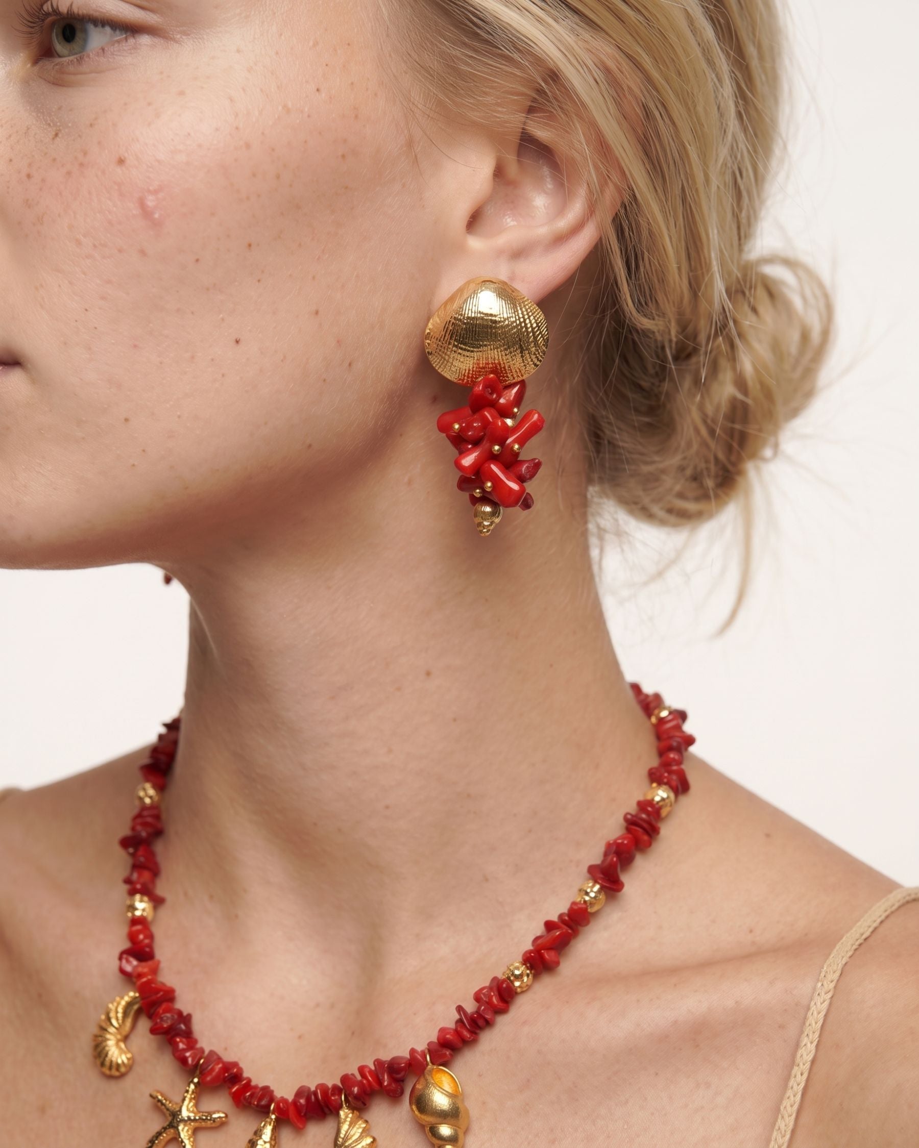 CAPRI RED NATURAL STONE EARRINGS