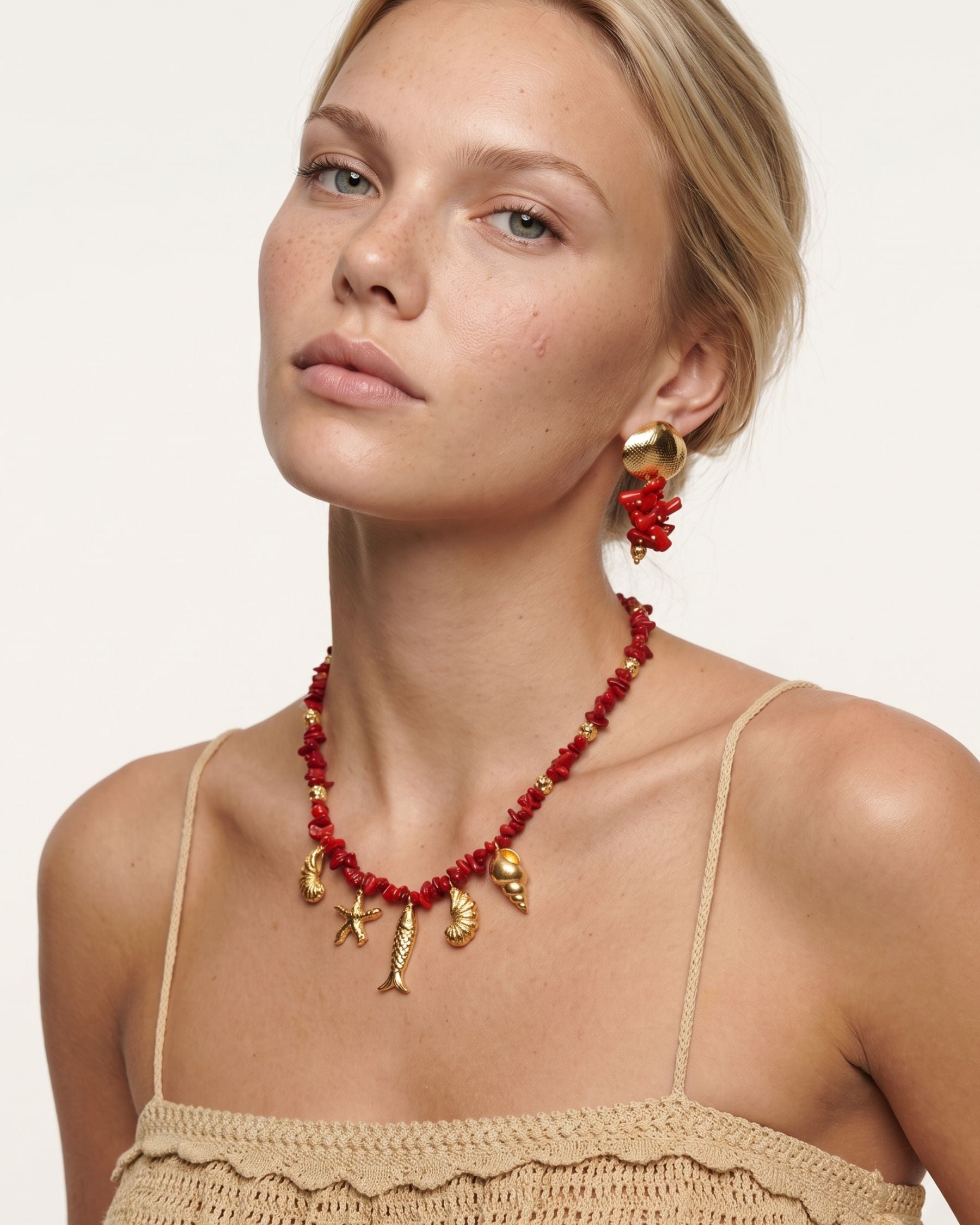CAPRI RED NATURAL STONE EARRINGS