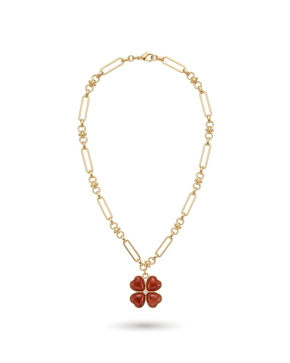 GARDEN CLOVER RED JASPER NECKLACE