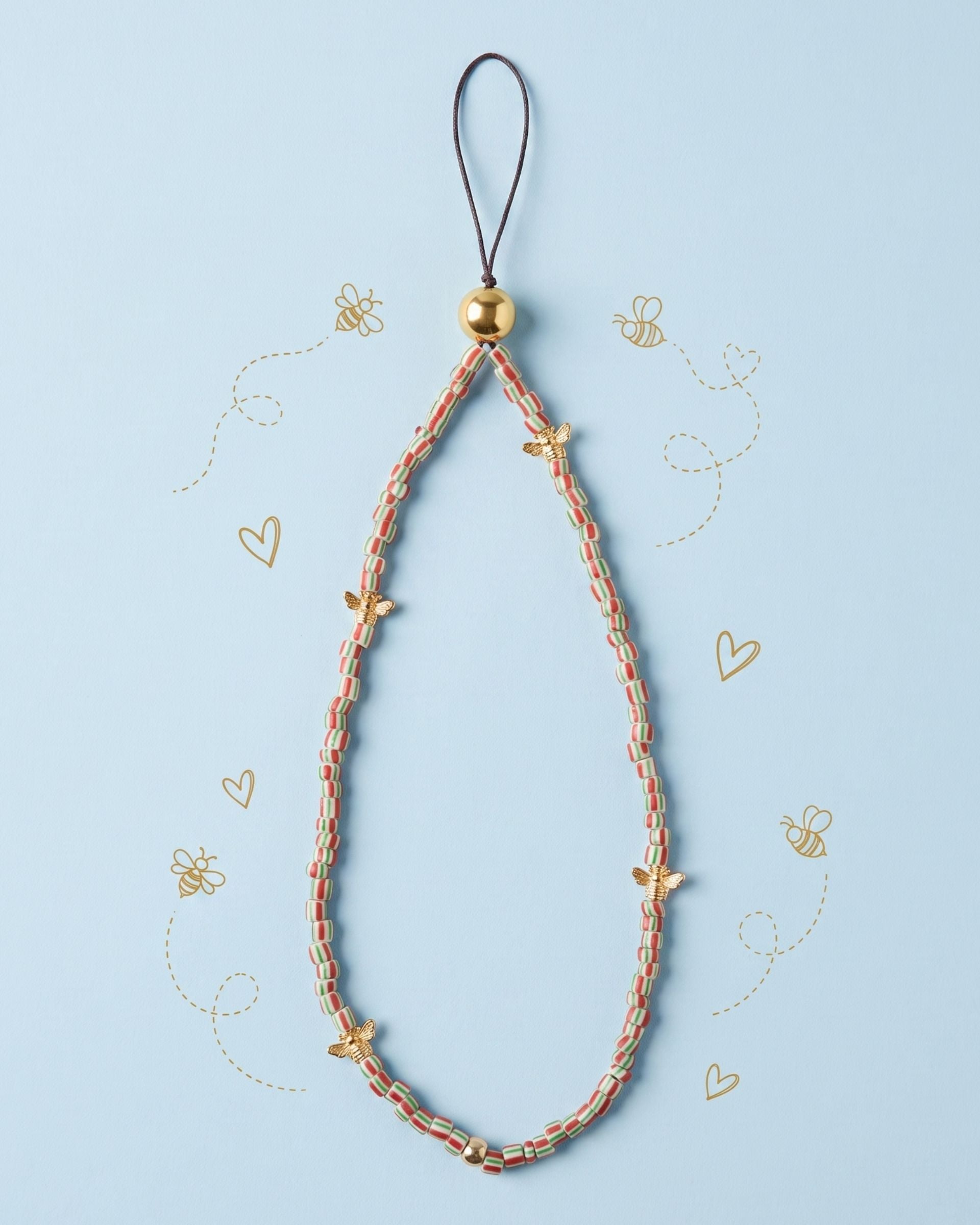 BEE LOVE RED PHONE STRAP