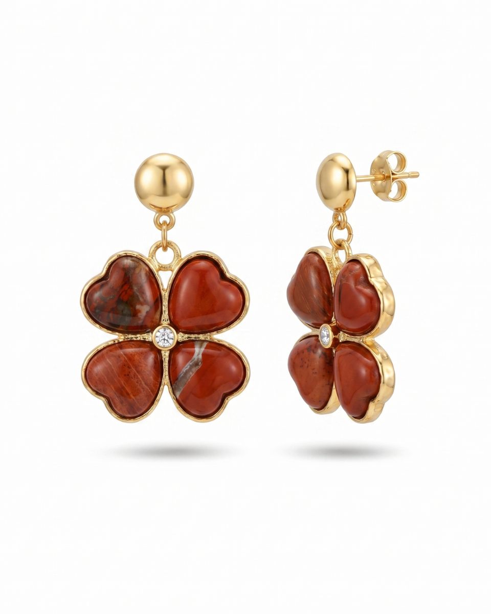 GARDEN CLOVER RED JASPER EARRINGS