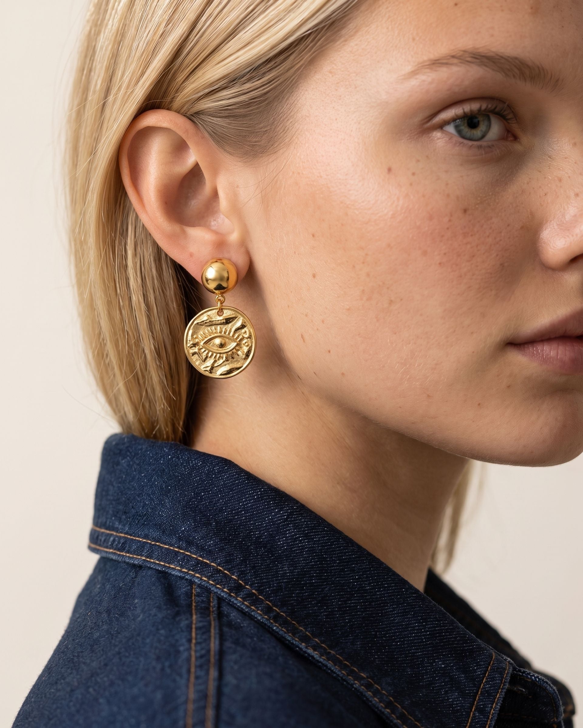 EVIL EYE MEDALLION EARRINGS