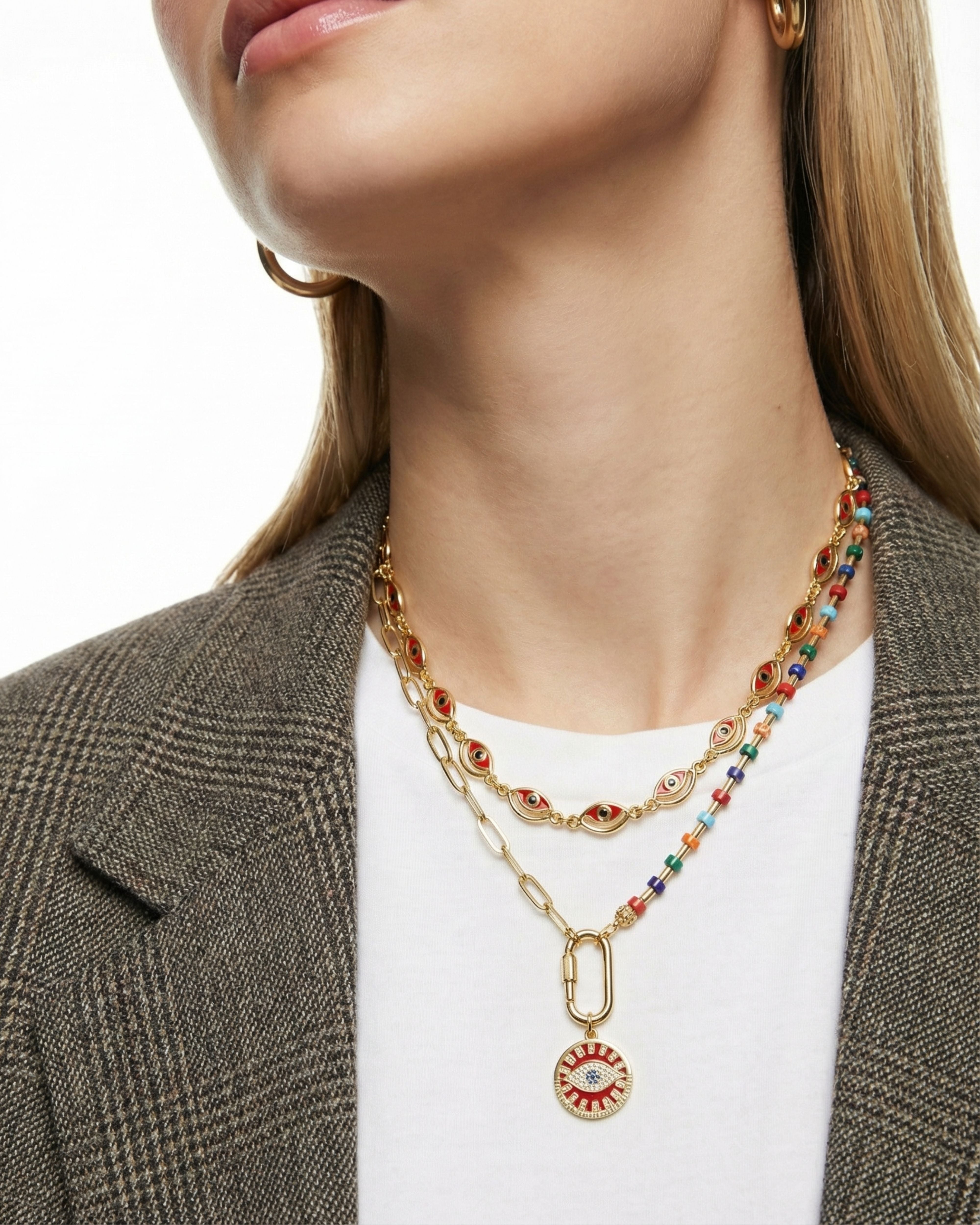 CLEOPATRA RED EVIL EYE NECKLACE