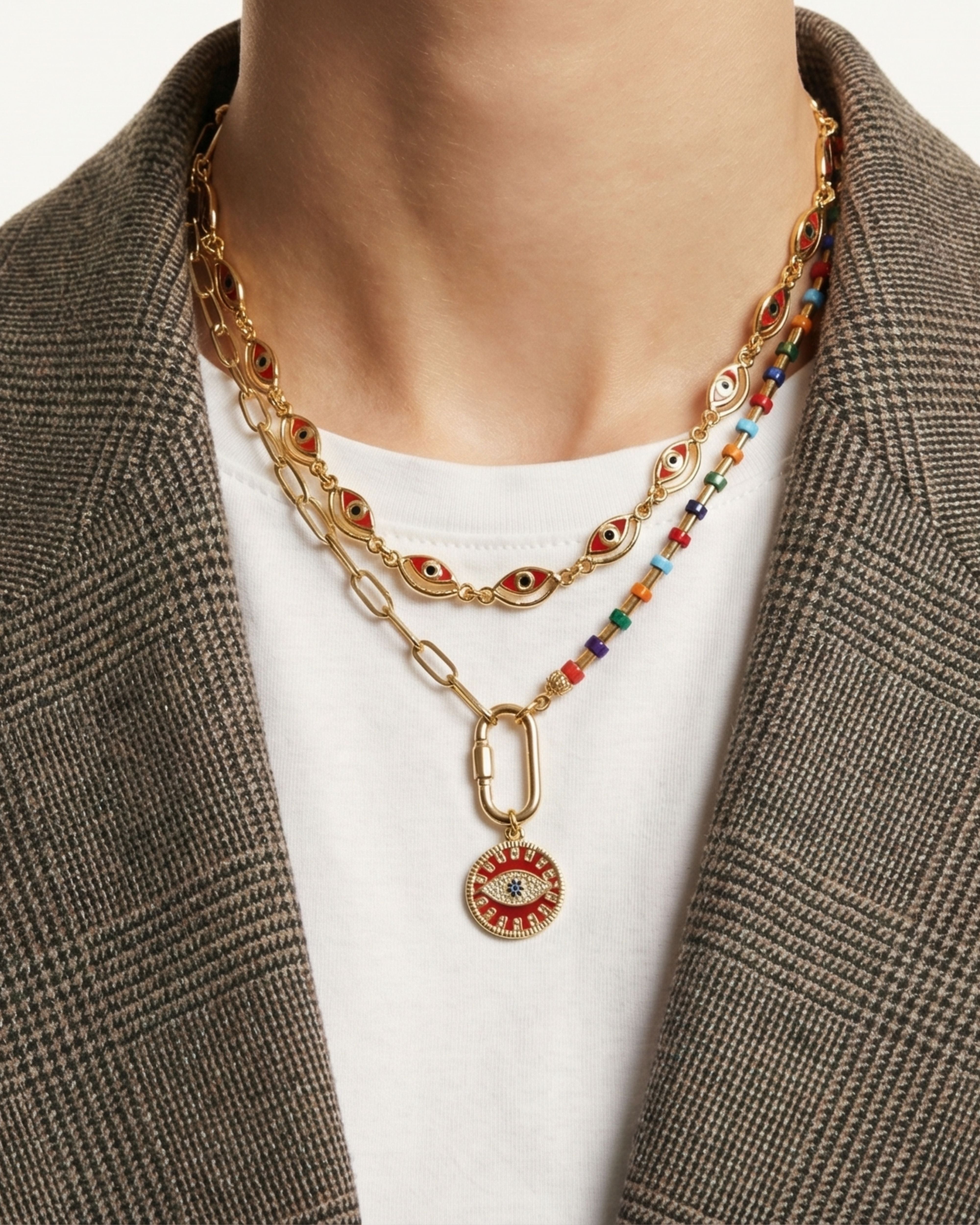 CLEOPATRA RED EVIL EYE NECKLACE