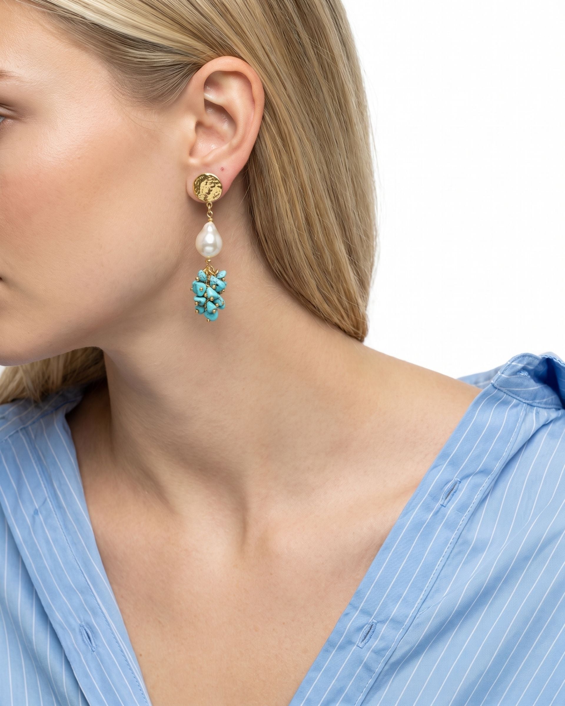 DANCING TURQUOISE BAROQUE PEARL EARRINGS