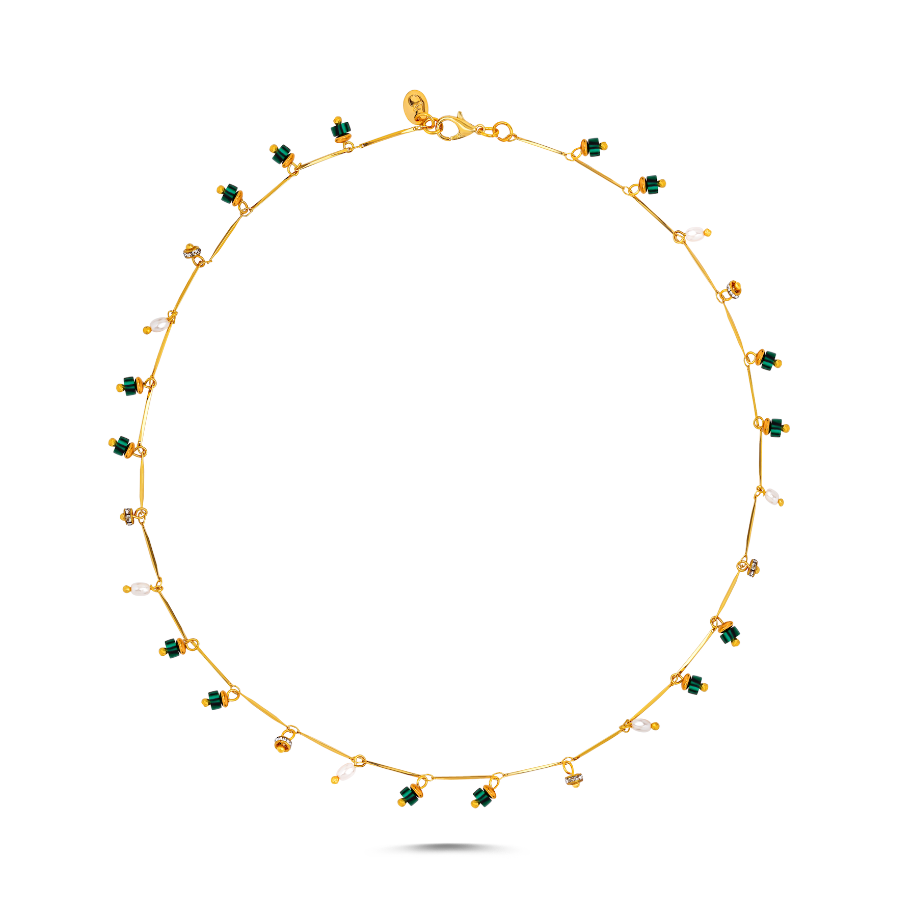 DANCING DISCO MALACHITE SPARKLE NECKLACE
