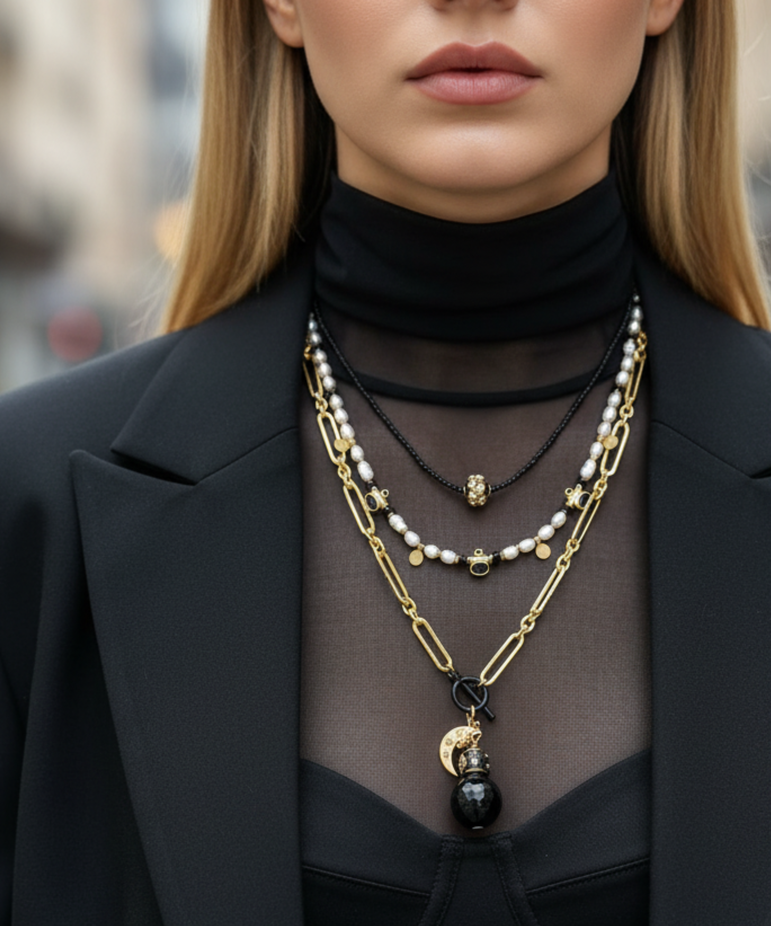 LOVE DROP BLACK PEARL NECKLACE