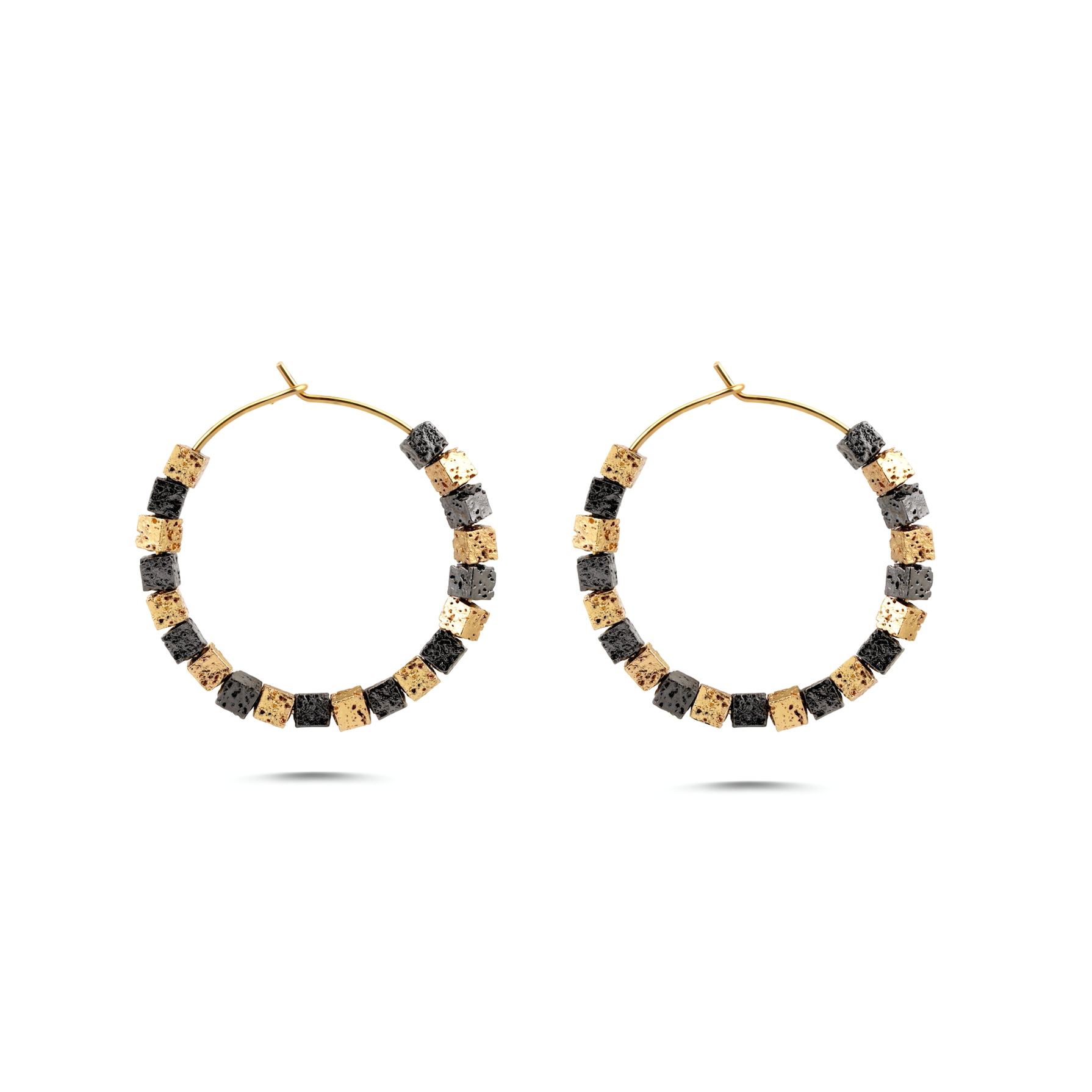 GOLDEN BRICKET HOOP EARRINGS