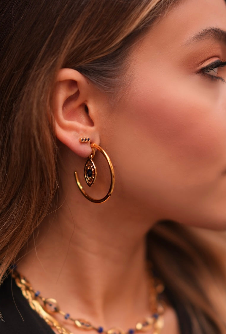LOVER'S EYE NAVY HOOP EARRINGS