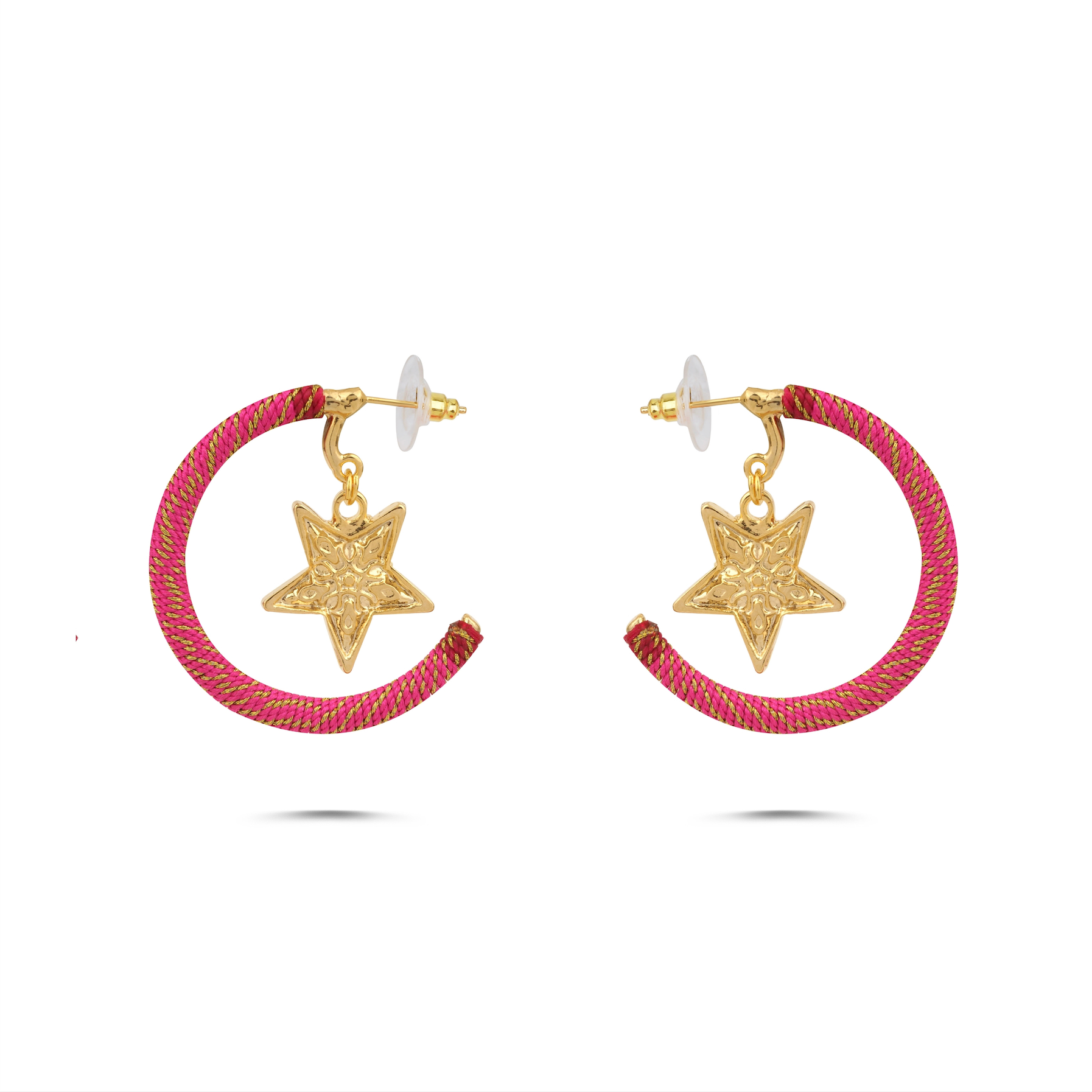 SUMMER TWIST PINK HOOP EARRINGS