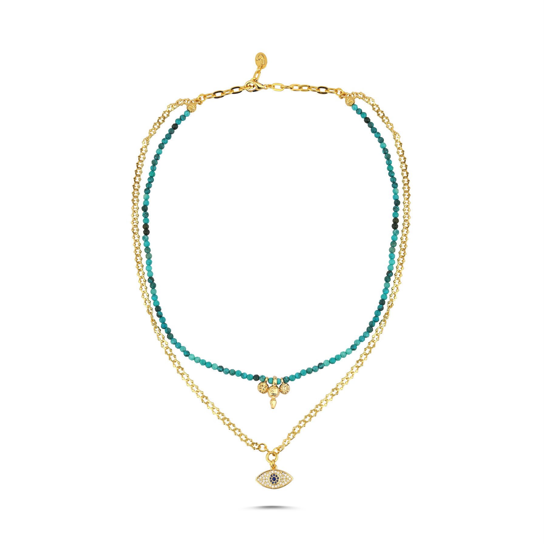 TURQUOISE NATURAL STONE EVIL EYE NECKLACE