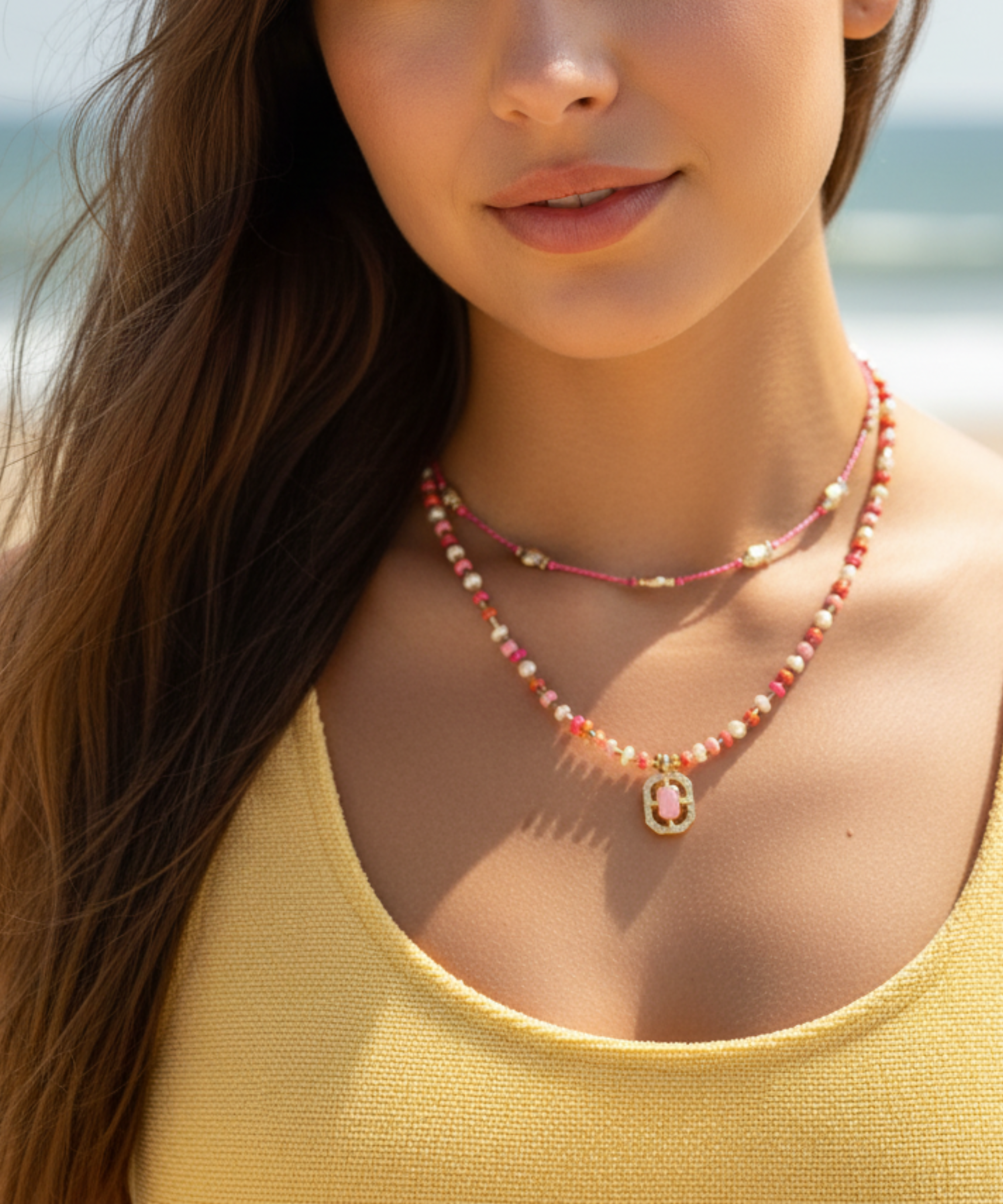 PINK SUNSET PEARL NECKLACE