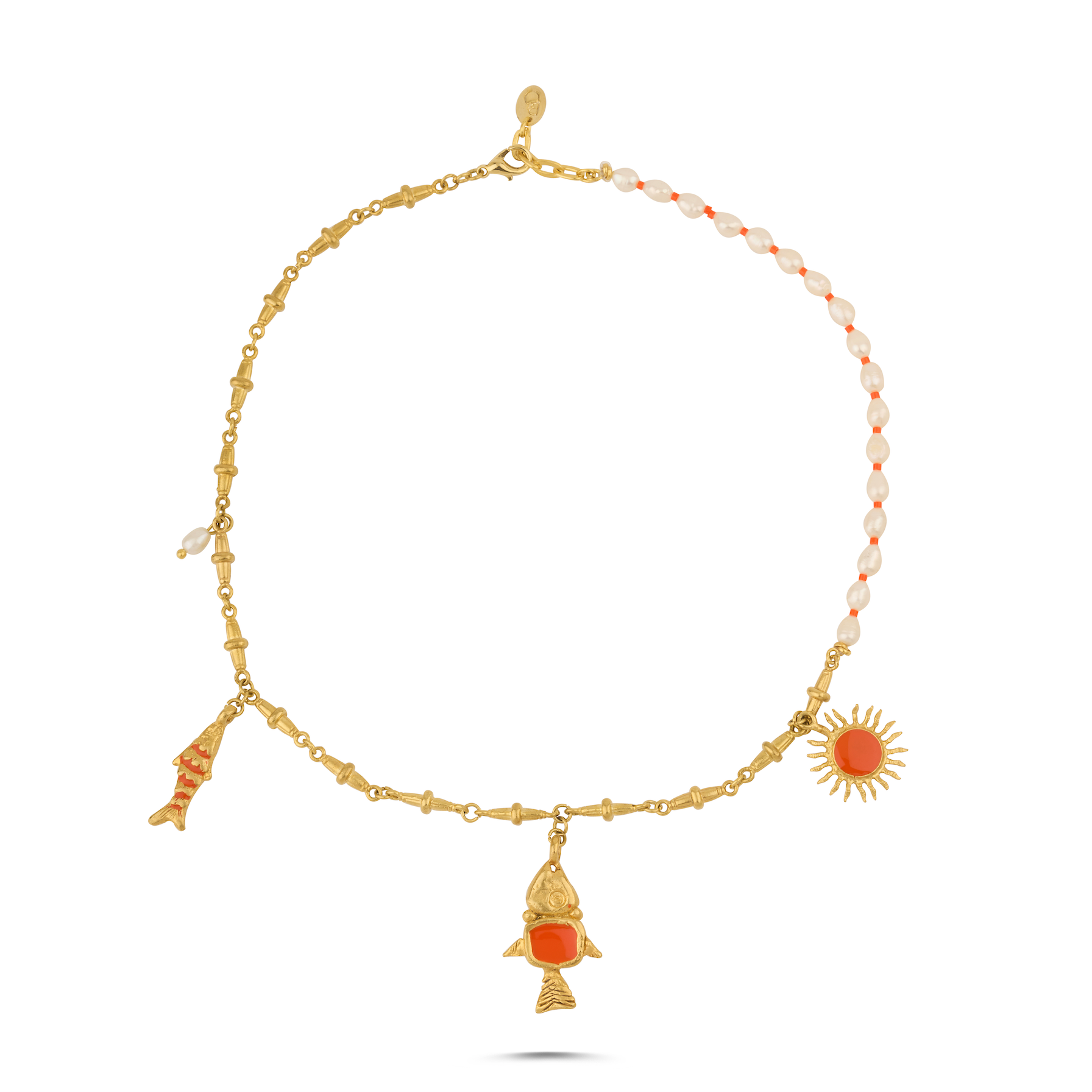 DANCING FISH CHARM PEARL NECKLACE