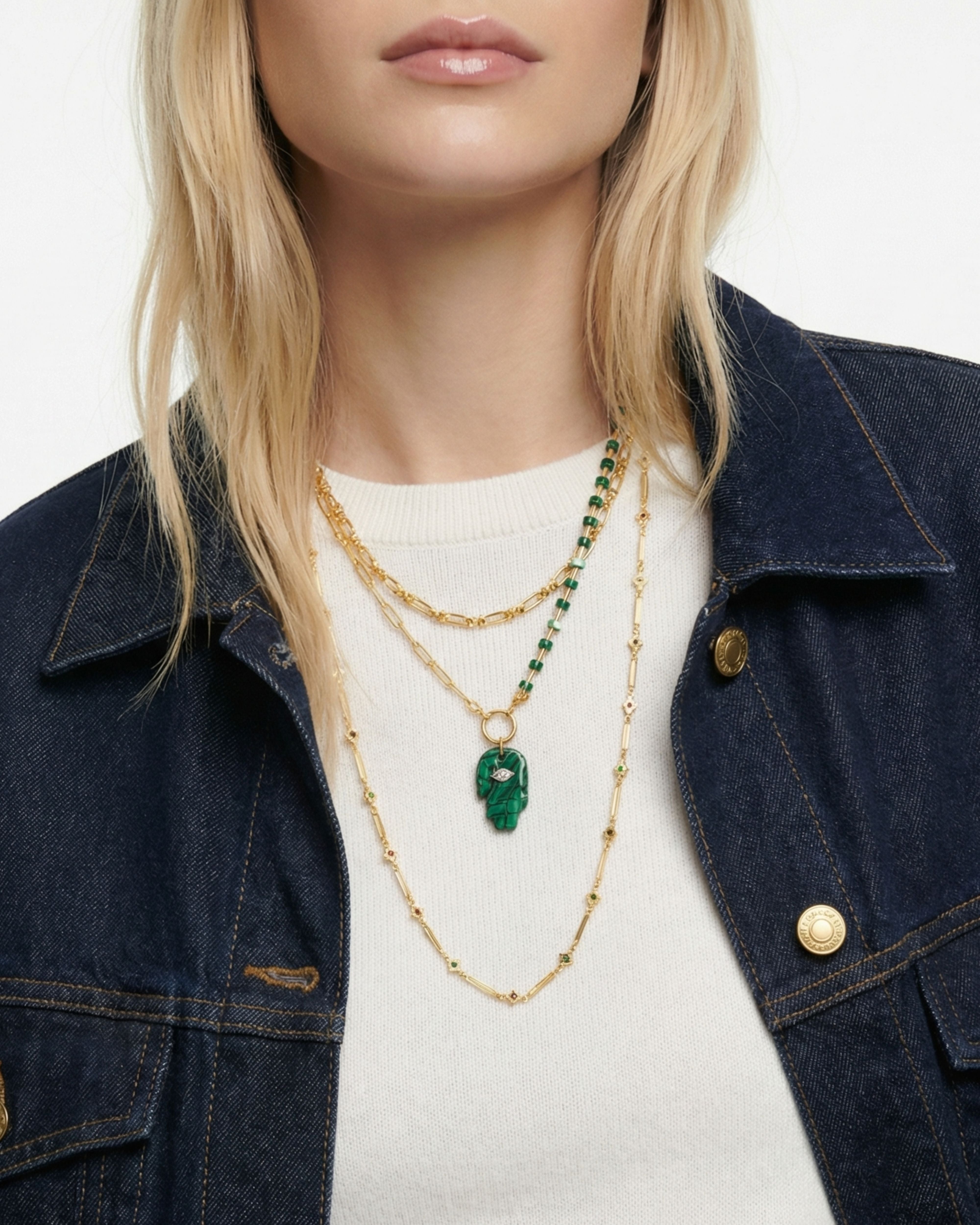 YOUR SIDE MALACHITE HAMSA NECKLACE