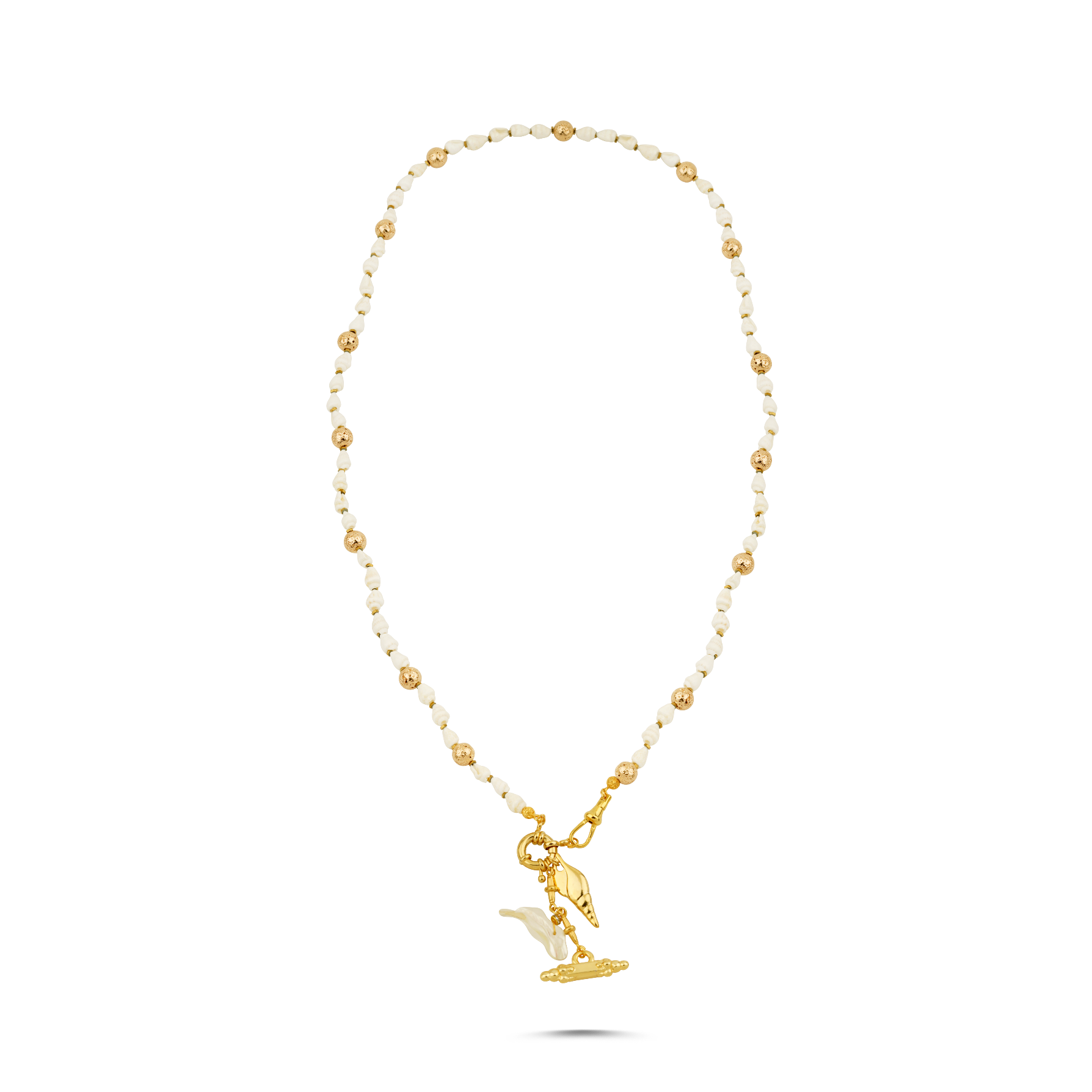 GOLDEN TIDE SEASHELL LONG NECKLACE