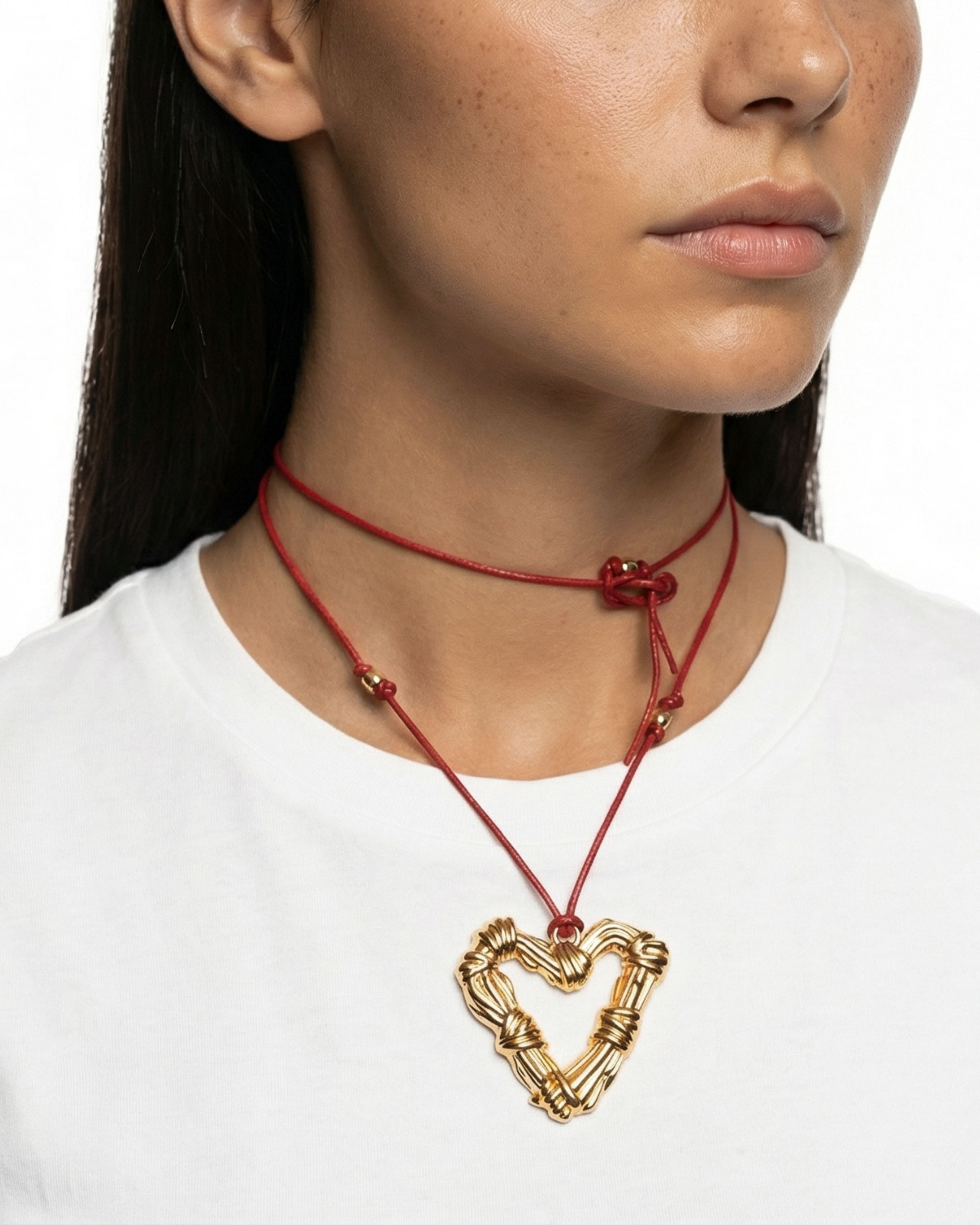 GOLDEN PULSE HEART ROPE NECKLACE
